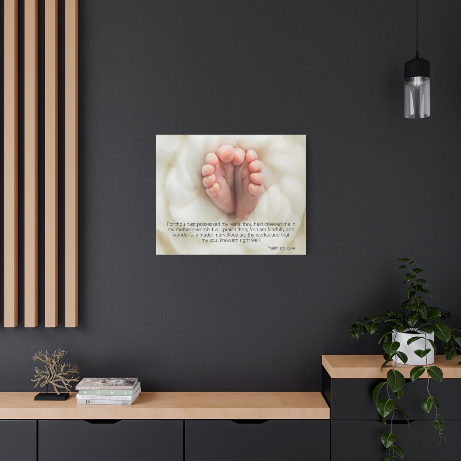 Bible Verse Canvas Fearfully and Wonderfully Made Psalm 139:13-14 KJV Wall Art Christian Home Decor-Express Your Love Gifts