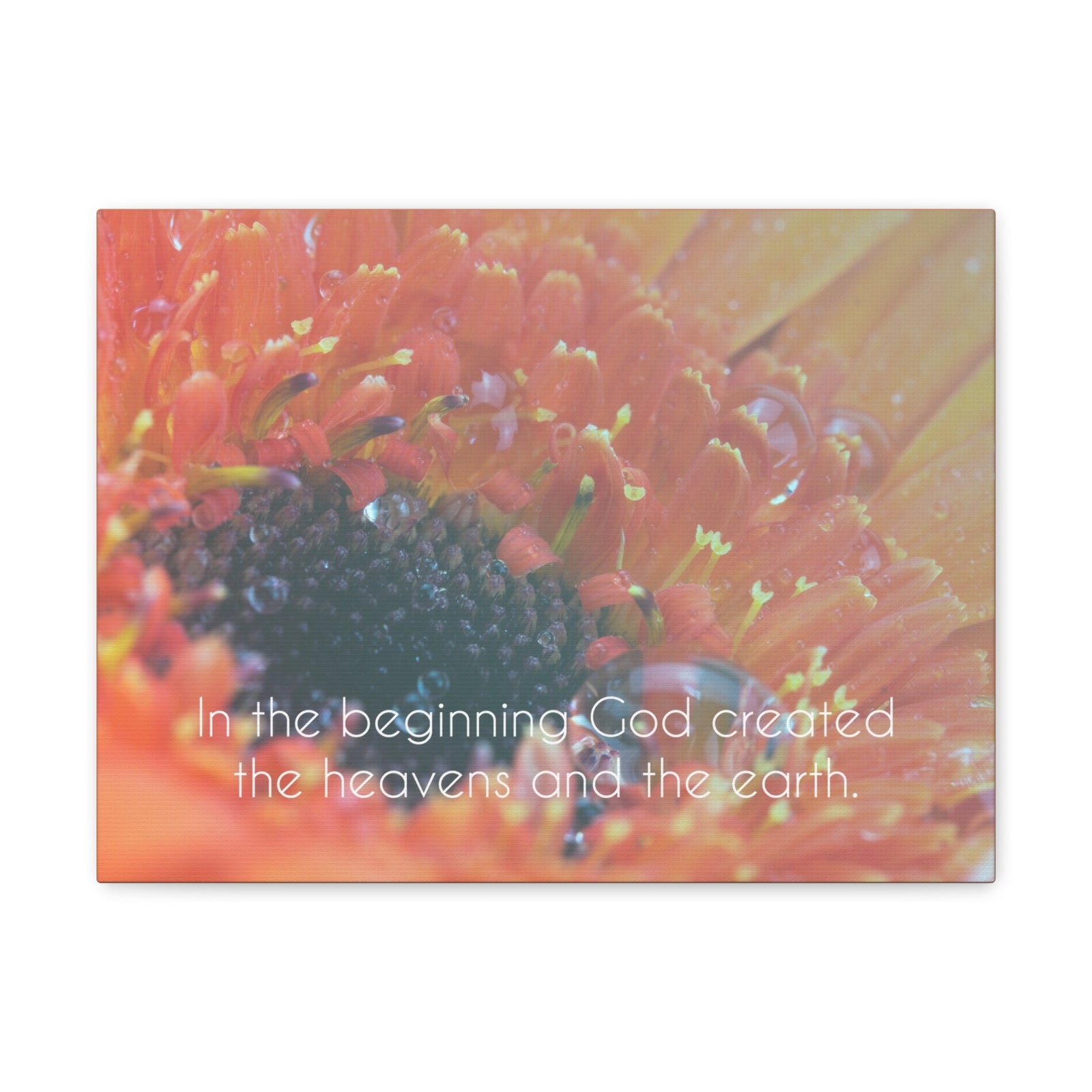 Scripture Canvas The Heavens And The Earth Genesis 1:1 Christian Wall Art Bible Verse Print Ready to Hang-Express Your Love Gifts