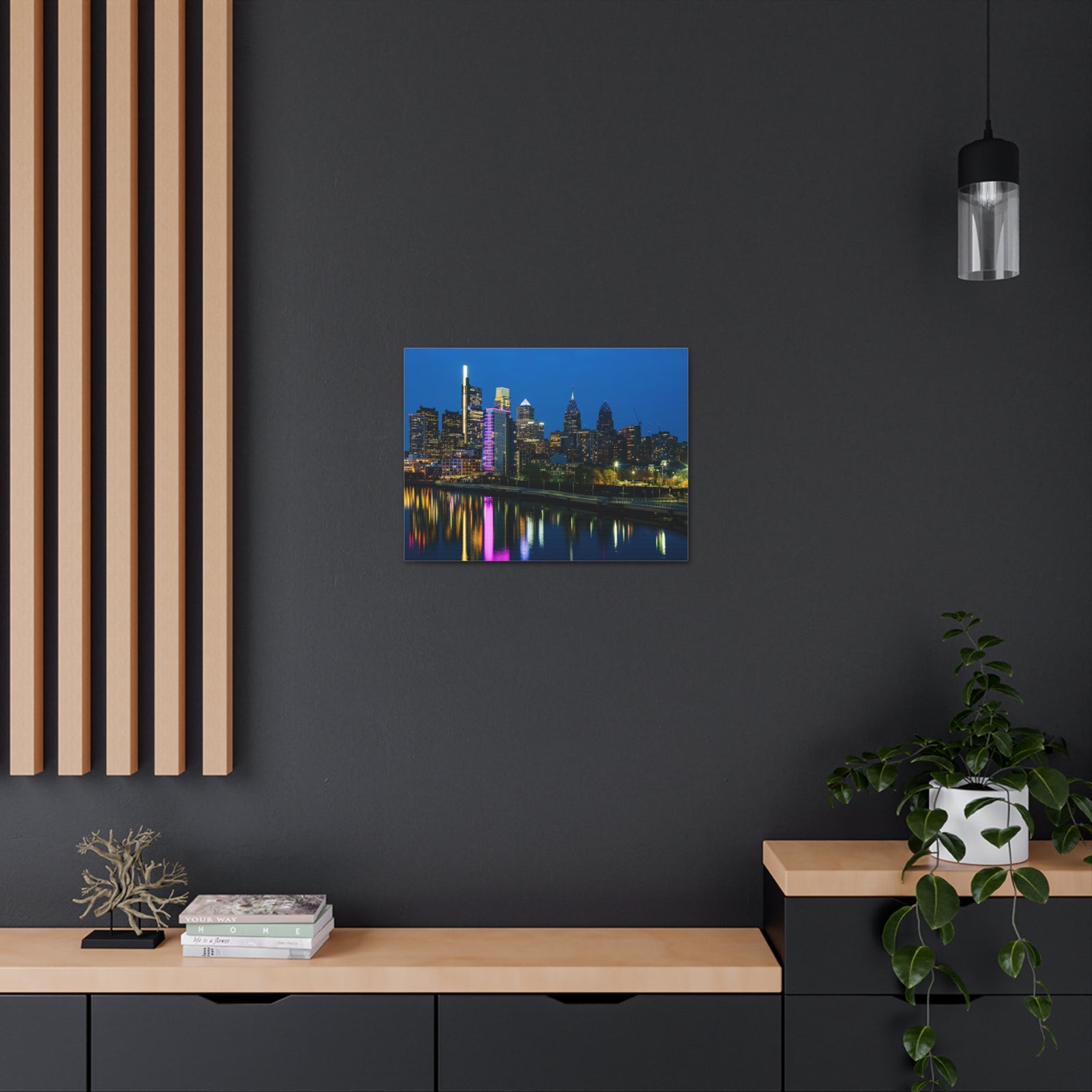 Philadelphia Night Skyline Canvas Artwork High-Quality Breathtaking Stunning Cityscape for Home Decor Ready to Hang-Express Your Love Gifts