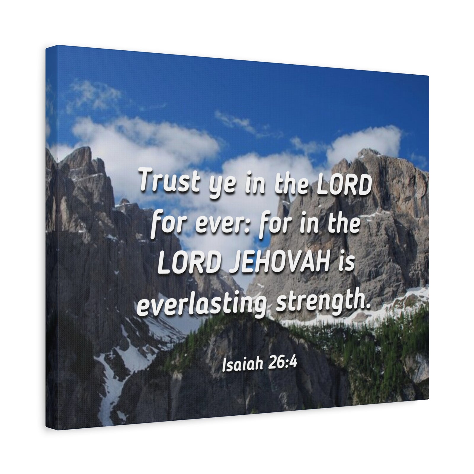 Scripture Canvas Everlasting Strength Isaiah 26:4 Christian Wall Art Bible Verse Print Ready to Hang-Express Your Love Gifts