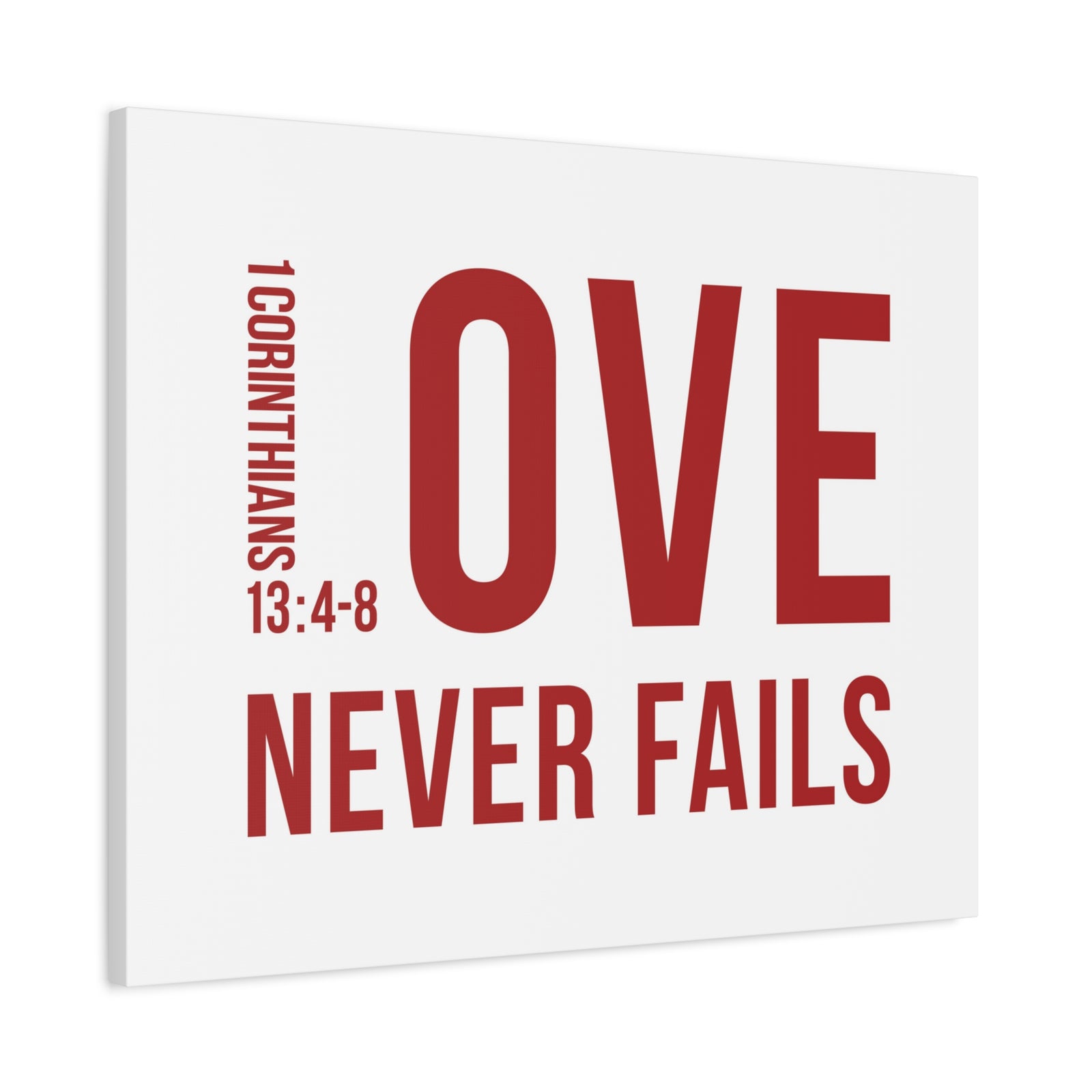 Scripture Canvas Love Never Fails 1 Corinthians 13:4-8 Christian Wall Art Bible Verse Print Ready To Hang-Express Your Love Gifts