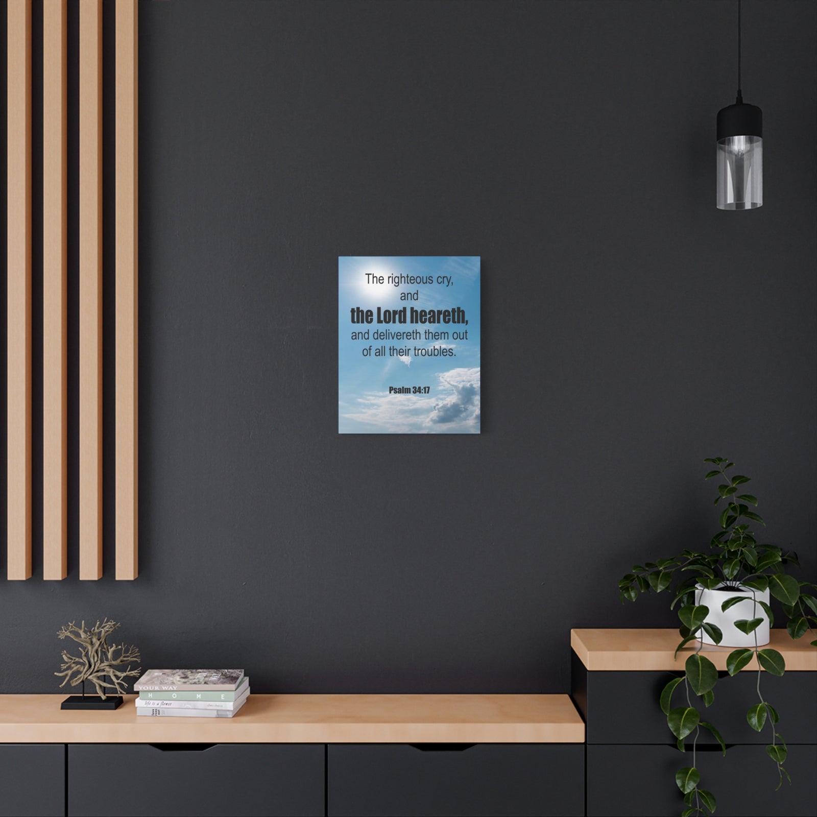 Scripture Walls The Lord Heareth Psalm 34:17 Bible Verse Canvas Christian Wall Art Ready to Hang-Express Your Love Gifts
