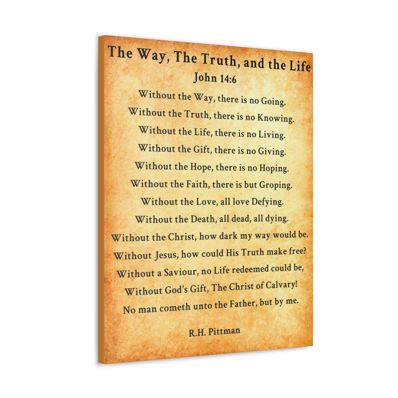 Scripture Walls Way Truth Life John 14:6 Gold Bible Verse Canvas Christian Wall Art Ready to Hang Unframed-Express Your Love Gifts