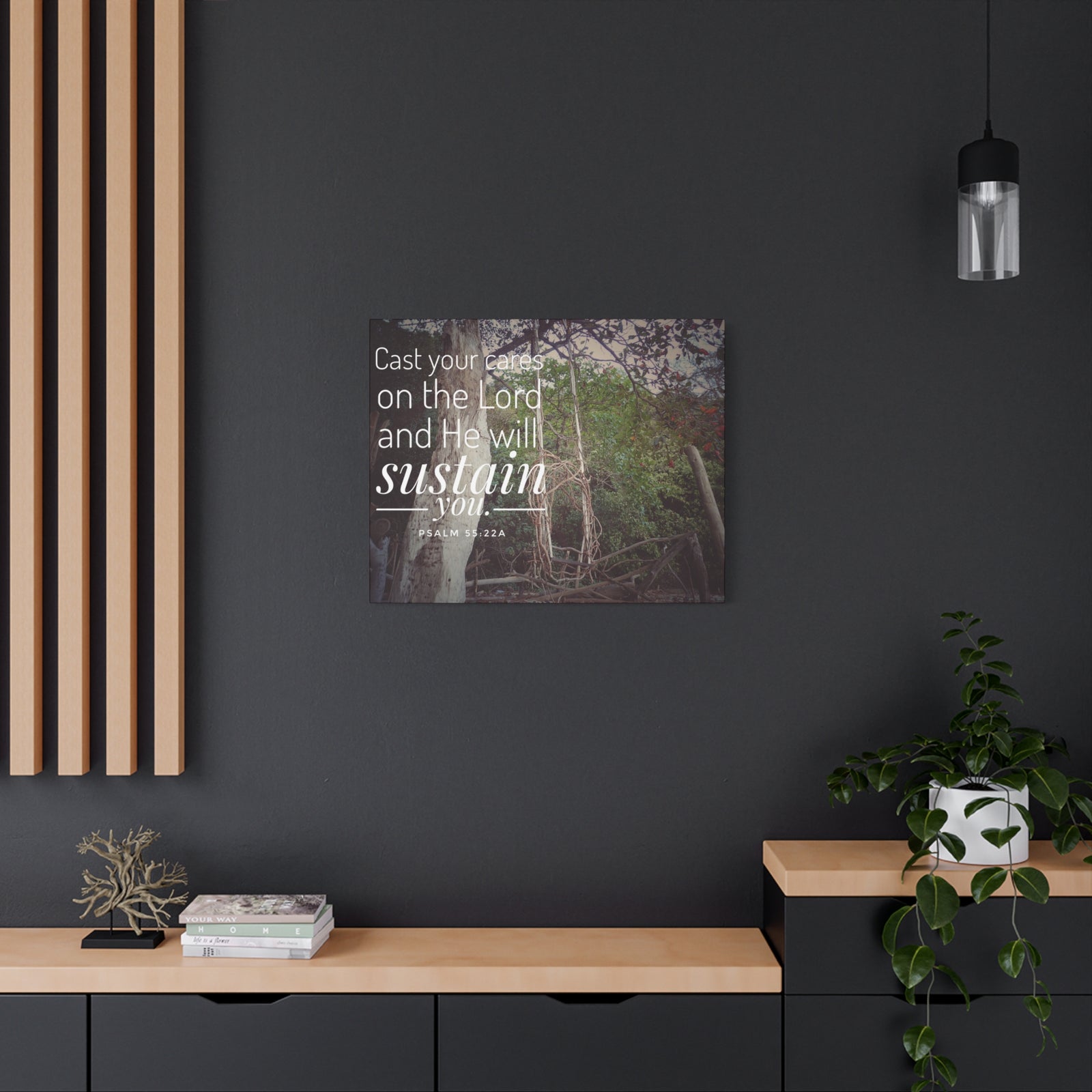 Scripture Walls He Will Sustain You Psalm 55:22 Bible Verse Canvas Christian Wall Art Ready to Hang-Express Your Love Gifts