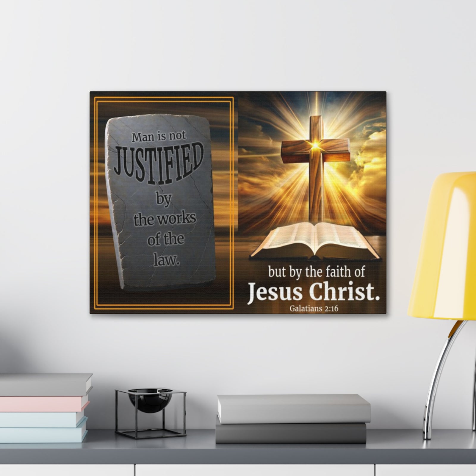 Scripture Walls Galatians 2:16 Faith & Law Bible Verse Canvas Christian Wall Art Ready to Hang Unframed-Express Your Love Gifts