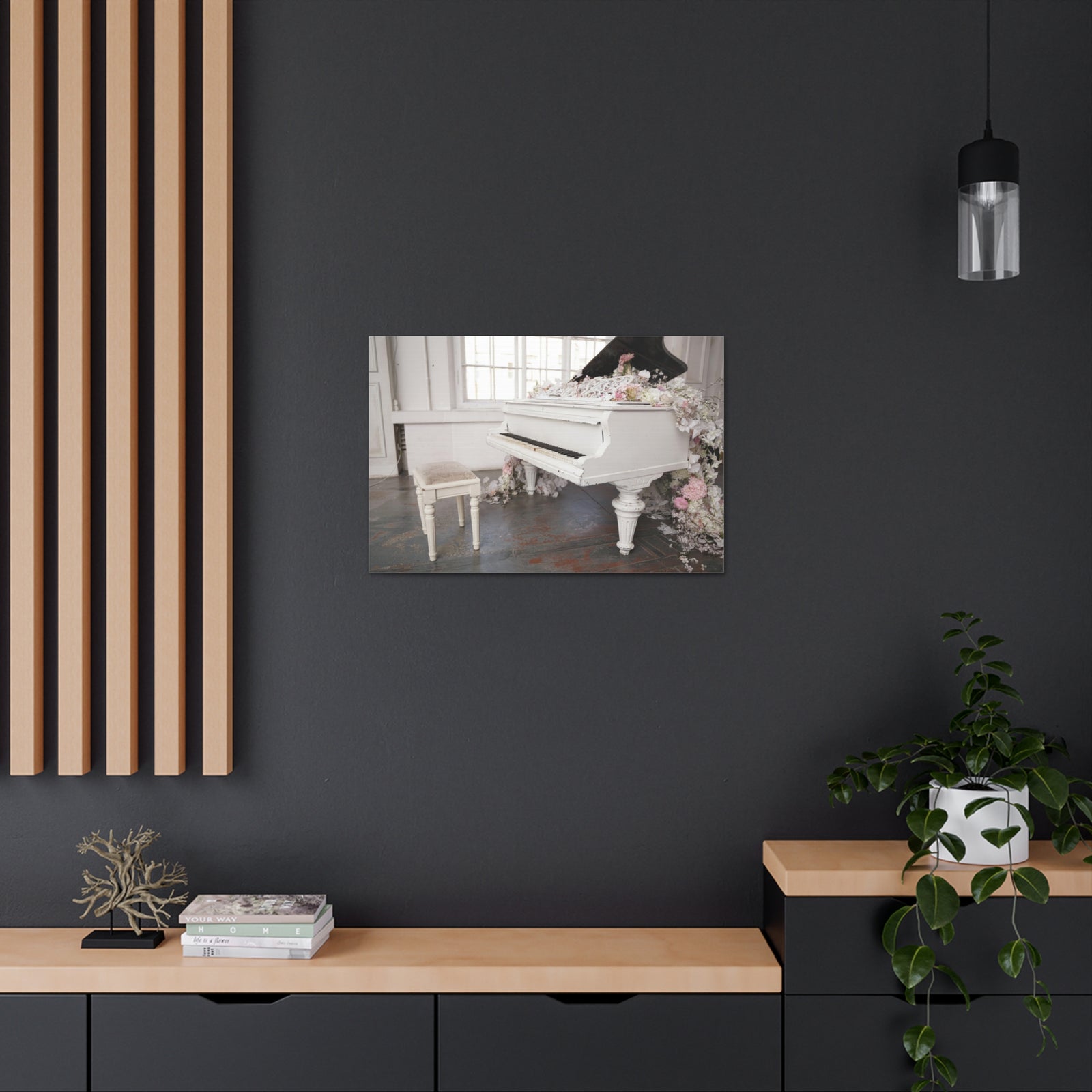 Piano with Flowers Music Lover's Delight Piano Keyboard Canvas Wall Art for Home Decor Ready-to-Hang-Express Your Love Gifts