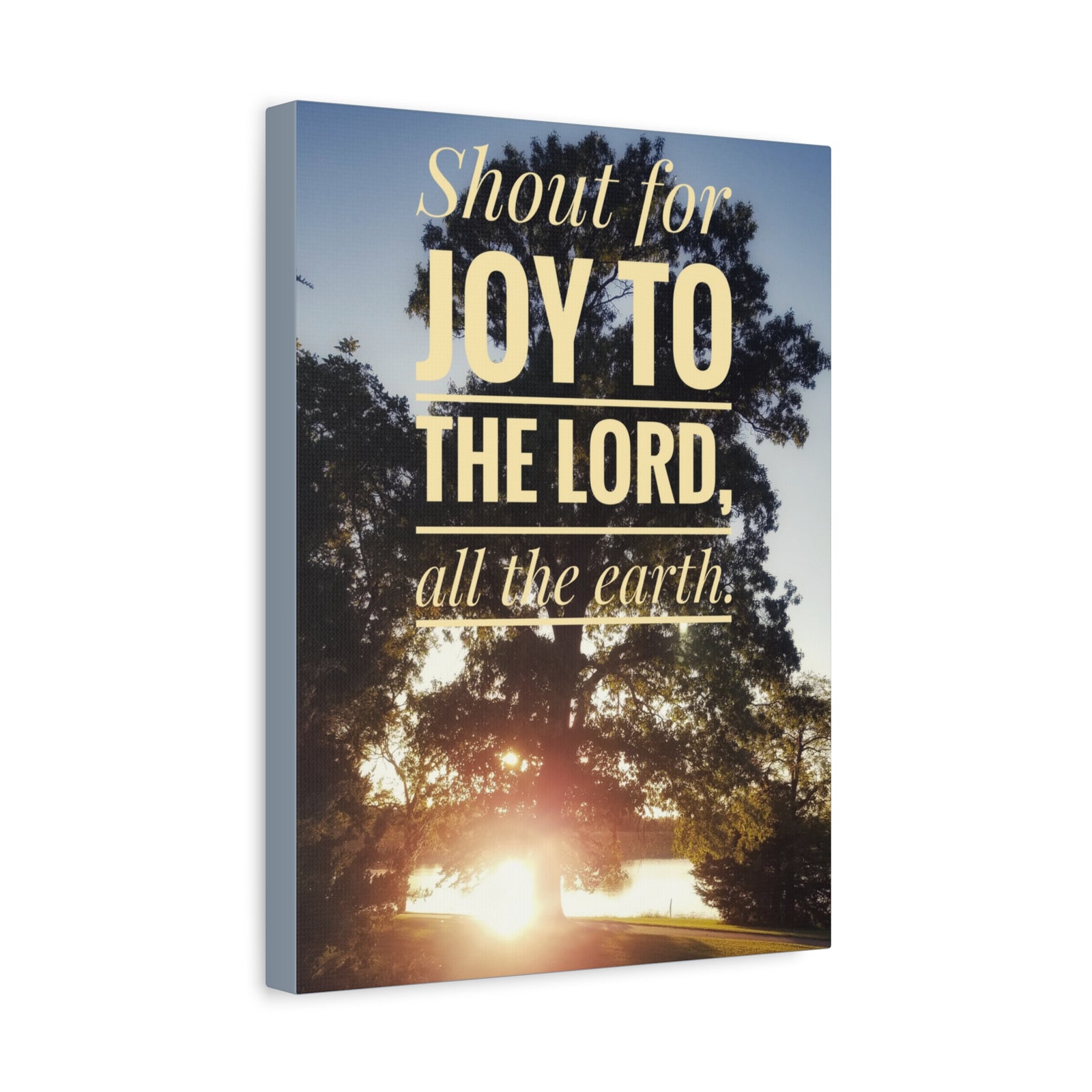 Scripture Canvas Joy To The Lord Psalms 100:1 Christian Wall Art Bible Verse Print Ready to Hang-Express Your Love Gifts