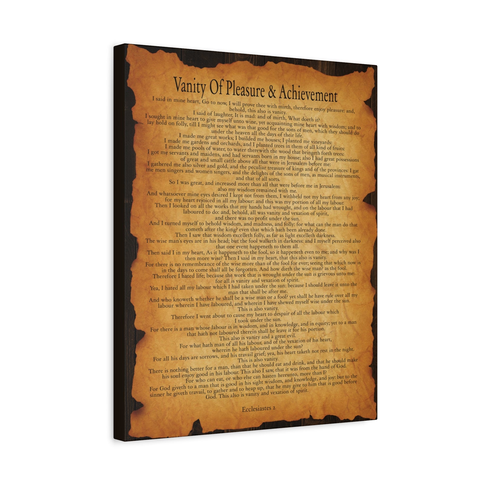 Scripture Walls Vanity Of Pleasure & Achievement Ecclesiastes 2 Gold Brown Bible Verse Canvas Christian Wall Art Ready to Hang-Express Your Love Gifts