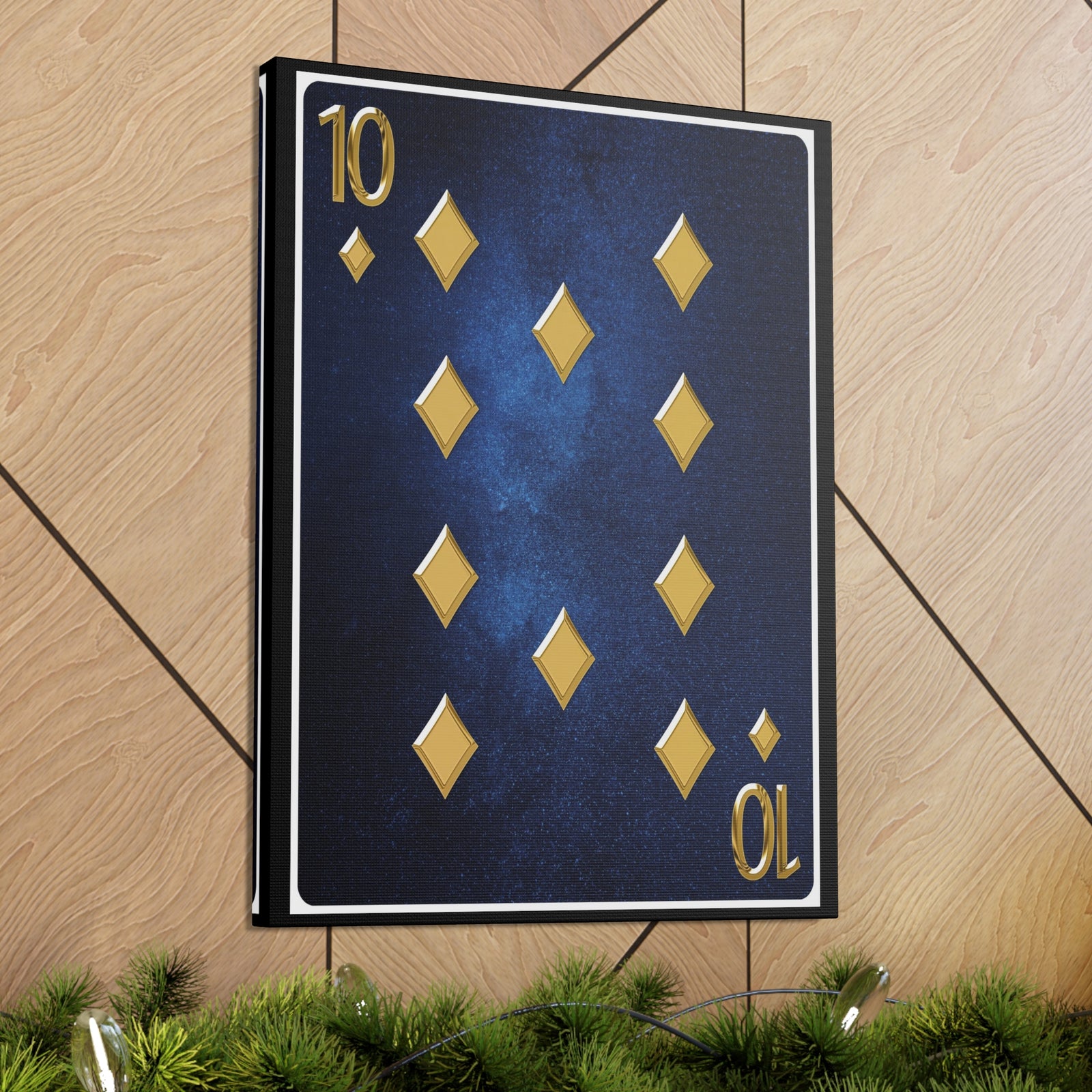 Ten Of Diamonds Space Background Playing Card Canvas Wall Art for Home Decor Ready-to-Hang-Express Your Love Gifts