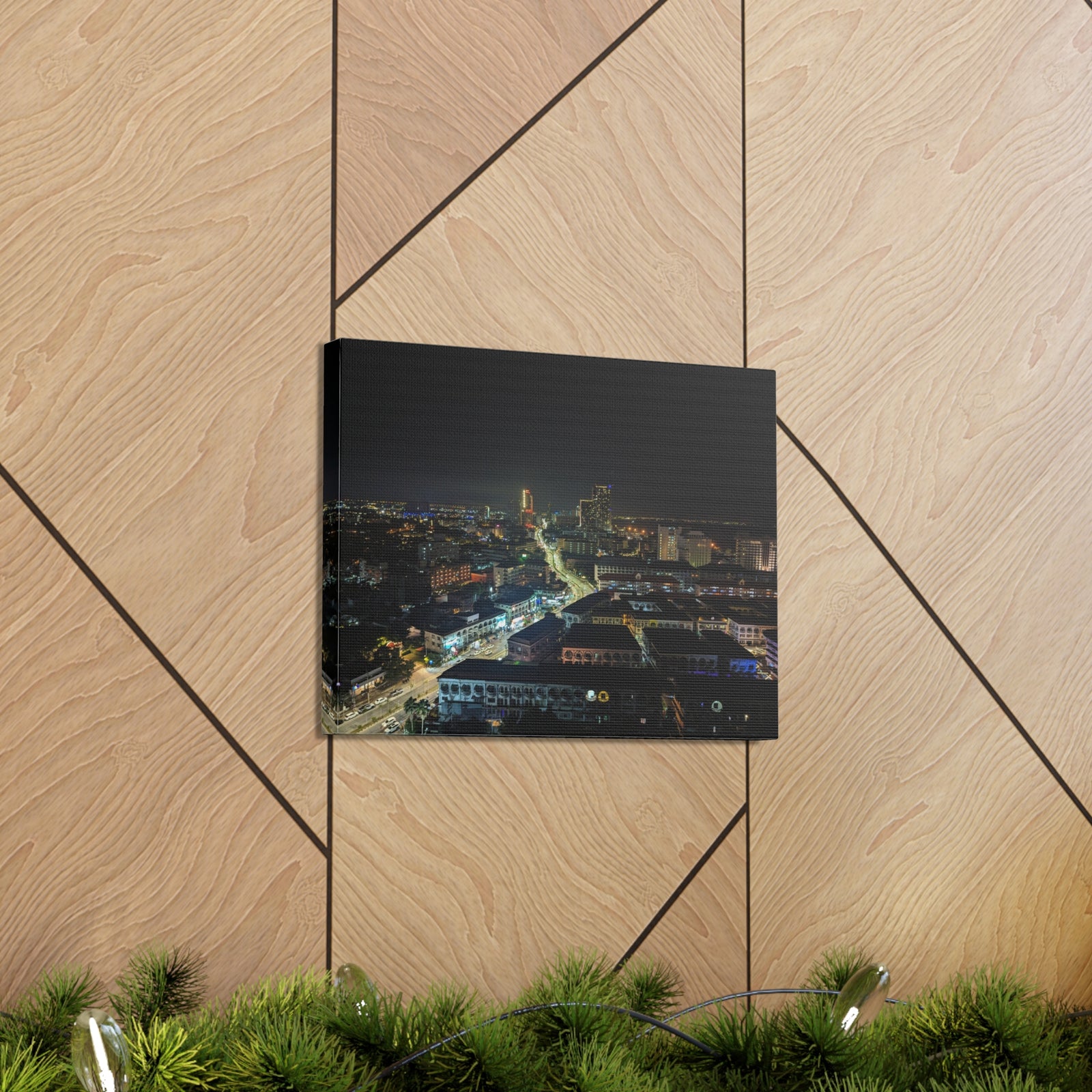 Pattaya Night View Canvas Artwork Breathtaking Thai City for Home Decor Ready to Hang-Express Your Love Gifts