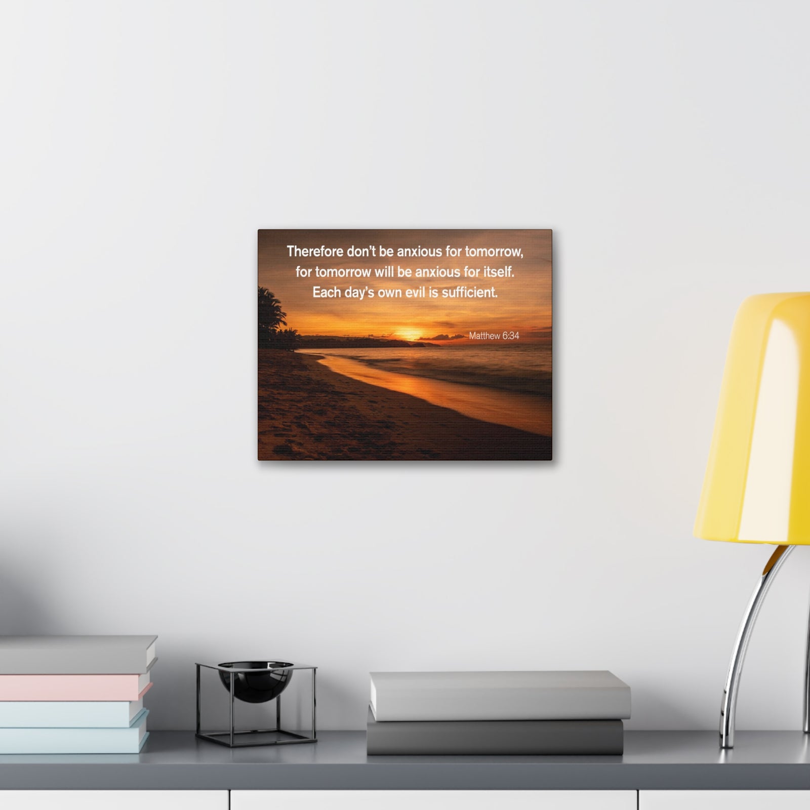 Scripture Walls Don't Be Anxious for Tomorrow Matthew 6:34 Christian Wall Art Print Ready to Hang Unframed-Express Your Love Gifts