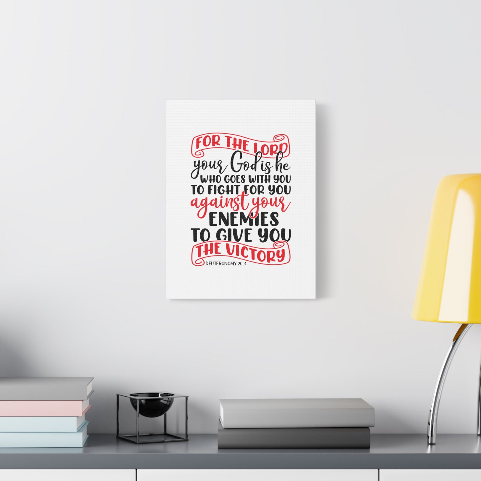 Scripture Canvas For The Lord Deuteronomy 20:4 Christian Wall Art Bible Verse Print Ready to Hang-Express Your Love Gifts