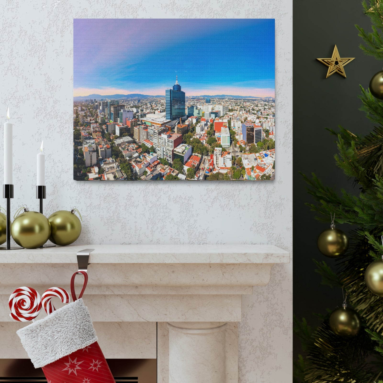 Mexico City Daytime Skyline Canvas Artwork High-Quality Breathtaking Stunning Cityscape for Home Decor Ready to Hang-Express Your Love Gifts