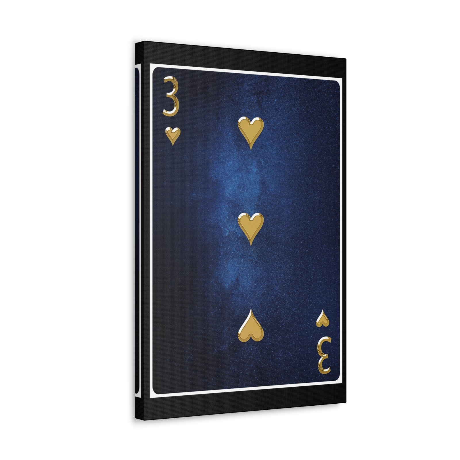 Three Of Hearts Space Background Playing Card Canvas Wall Art for Home Decor Ready-to-Hang-Express Your Love Gifts