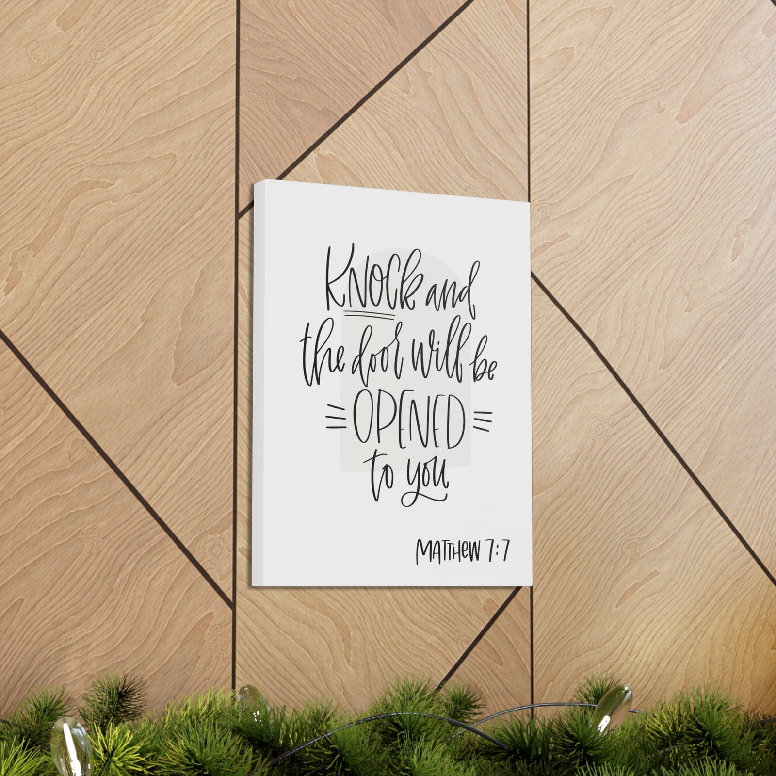 Scripture Walls Knock The Door And Will Be Opened To You Matthew 7:7 Bible Verse Canvas Christian Wall Art Ready To Hang-Express Your Love Gifts