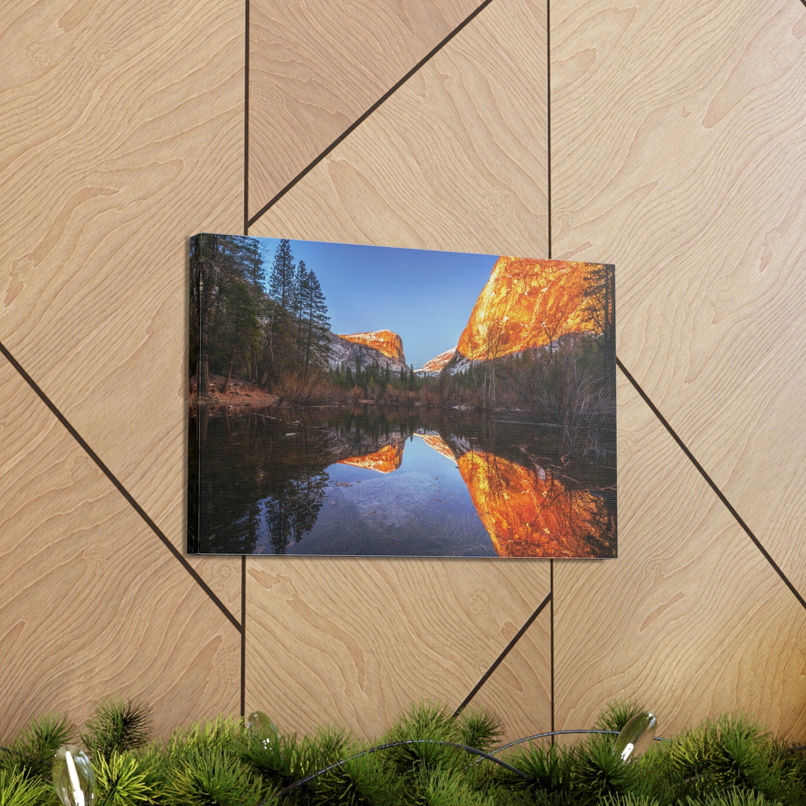 Mountain Golden Hour Lake Nature Wilderness Photography Canvas Wall Art for Home Decor Ready-to-Hang-Express Your Love Gifts