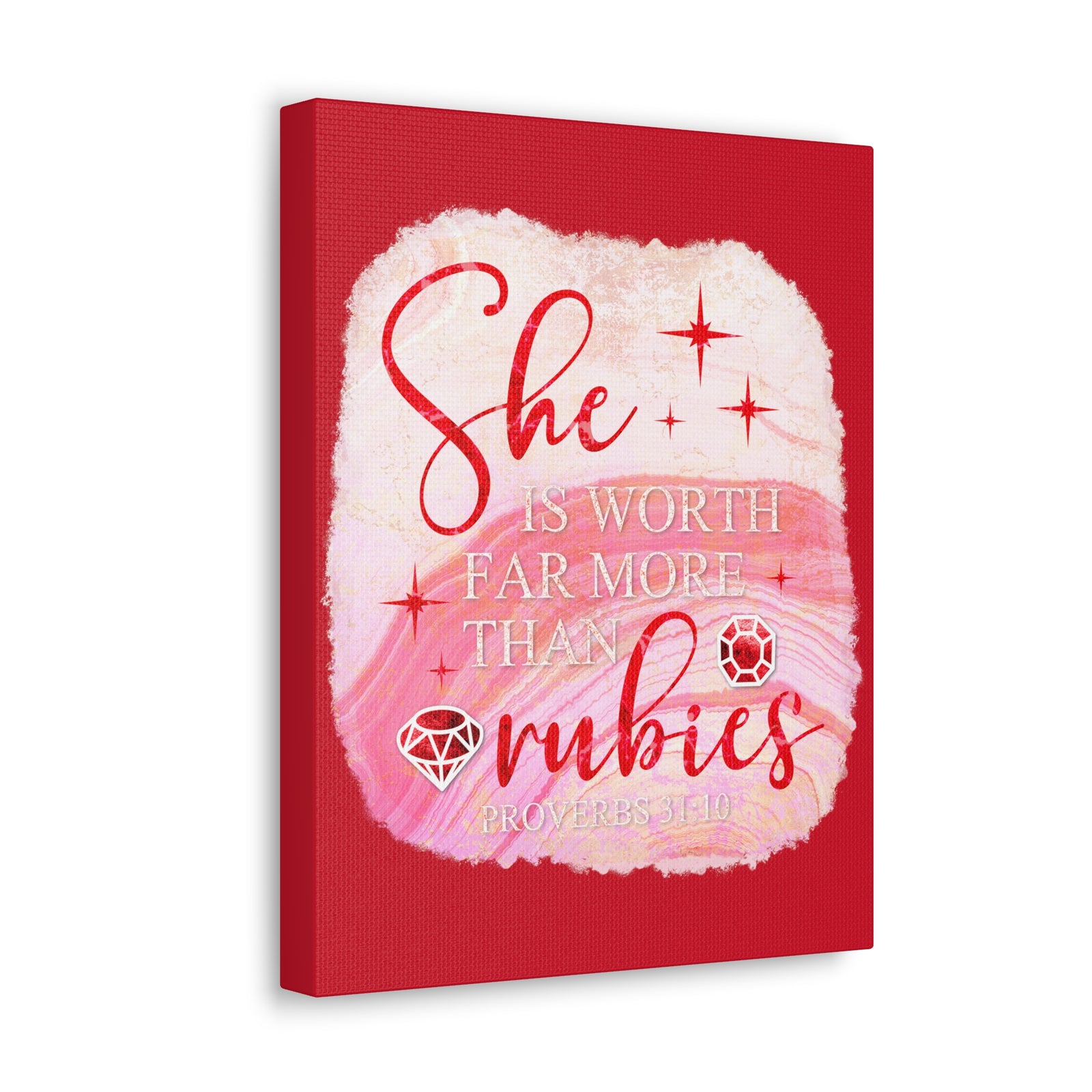 Scripture Walls Proverbs 31:10 Rubies Bible Verse Canvas Christian Wall Art Ready to Hang Unframed-Express Your Love Gifts