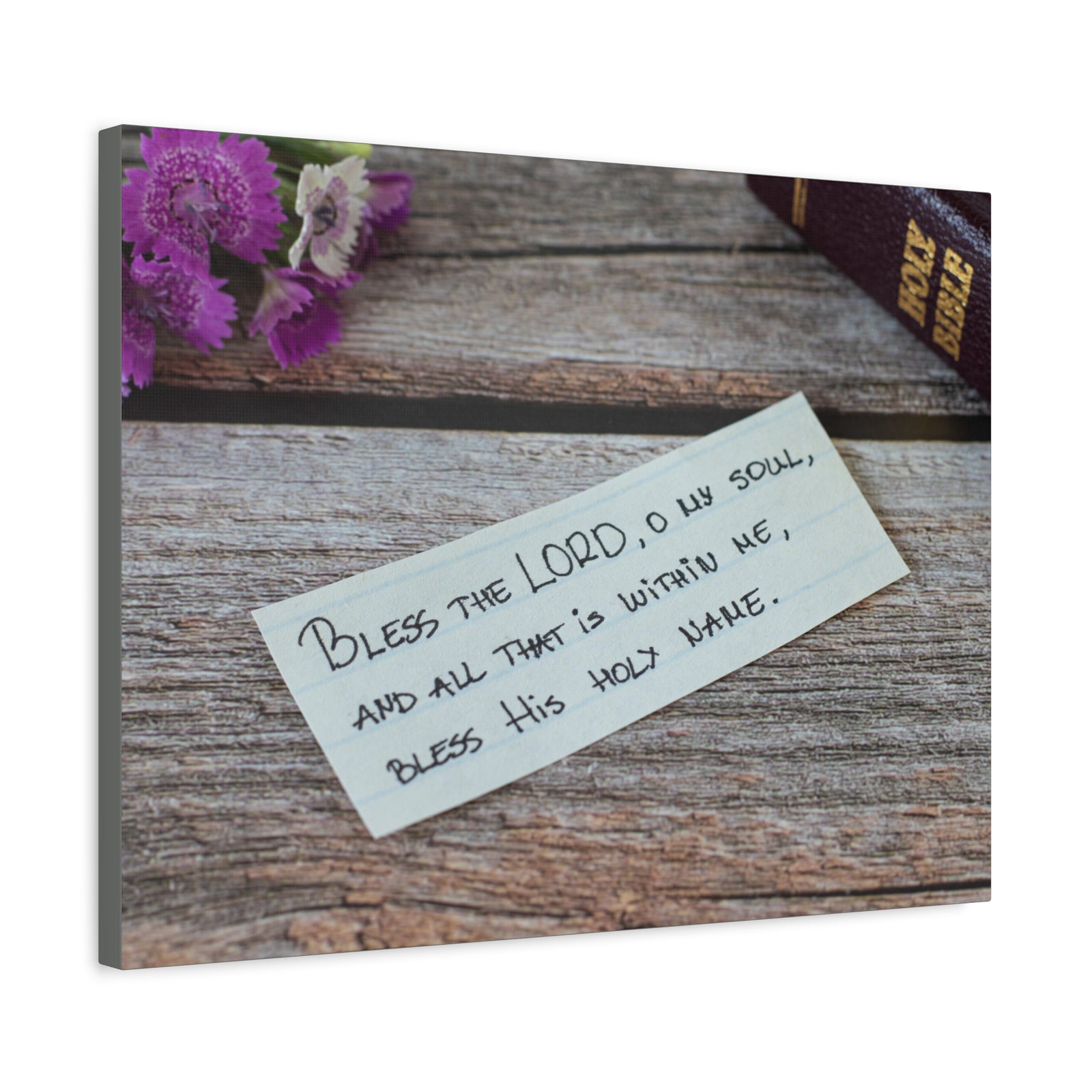 Scripture Canvas Bless The Lord Psalm 103:1 Wood Christian Wall Art Bible Verse Print Ready to Hang-Express Your Love Gifts