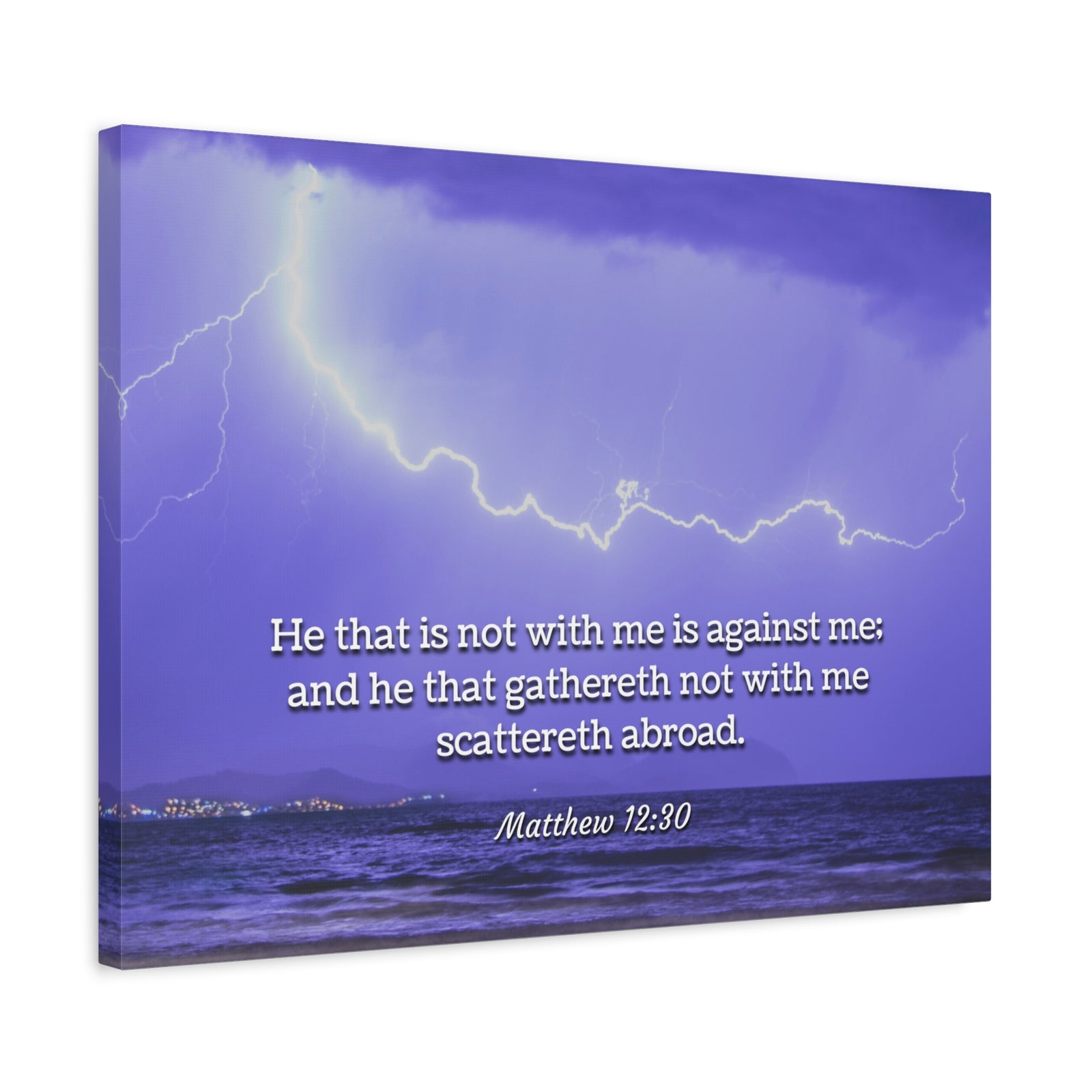 Scripture Canvas With Christ Matthew 12:30 Christian Wall Art Bible Verse Print Ready to Hang-Express Your Love Gifts