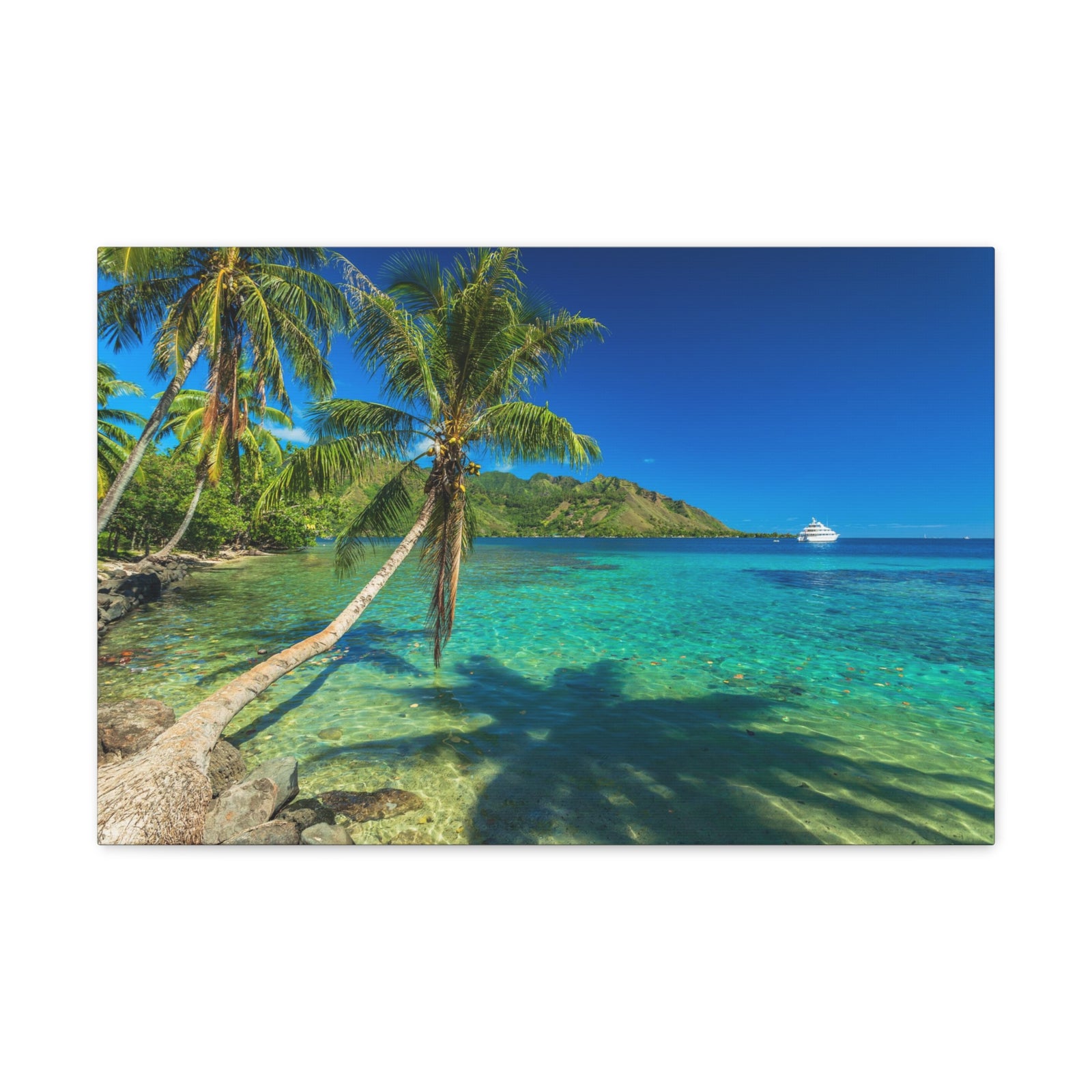 Palm Trees Quiet Beach Ocean Canvas Wall Art for Home Decor Ready-to-Hang-Express Your Love Gifts