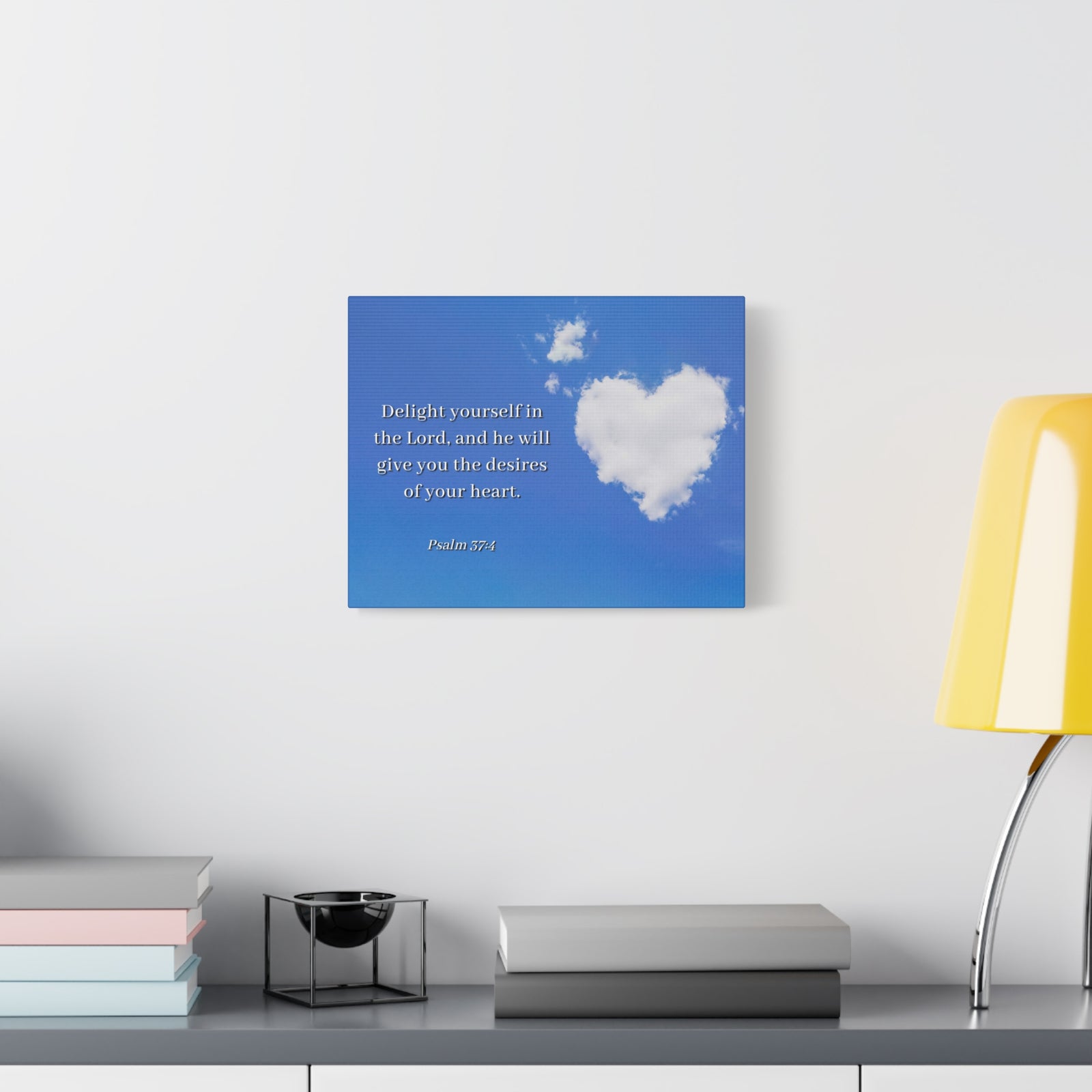 Scripture Canvas Desires Of Heart Psalms 37:4 Christian Wall Art Bible Verse Print Ready to Hang-Express Your Love Gifts