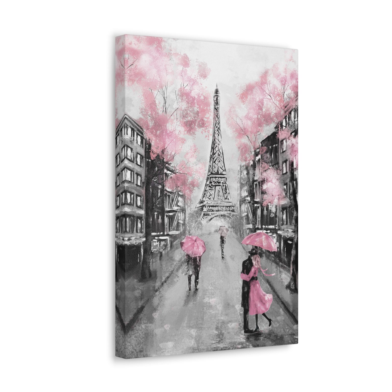 Kiss In Paris Eiffel Tower France Canvas Artwork High-Quality Breathtaking French City for Home Decor Ready to Hang-Express Your Love Gifts