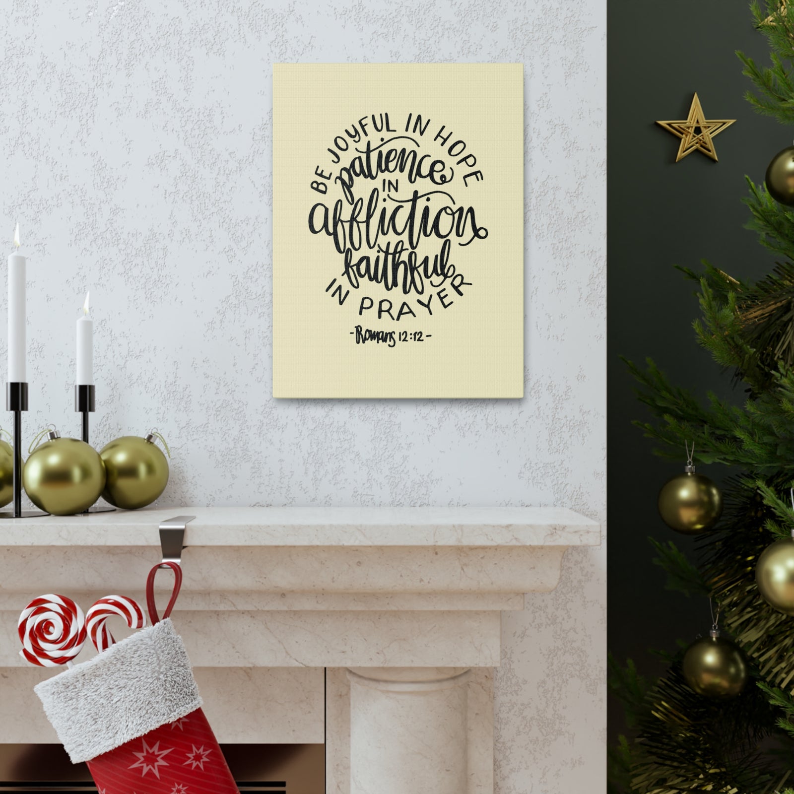 Scripture Canvas Be Joyful In Hope Romans 12:12 Christian Wall Art Bible Verse Print Ready To Hang-Express Your Love Gifts