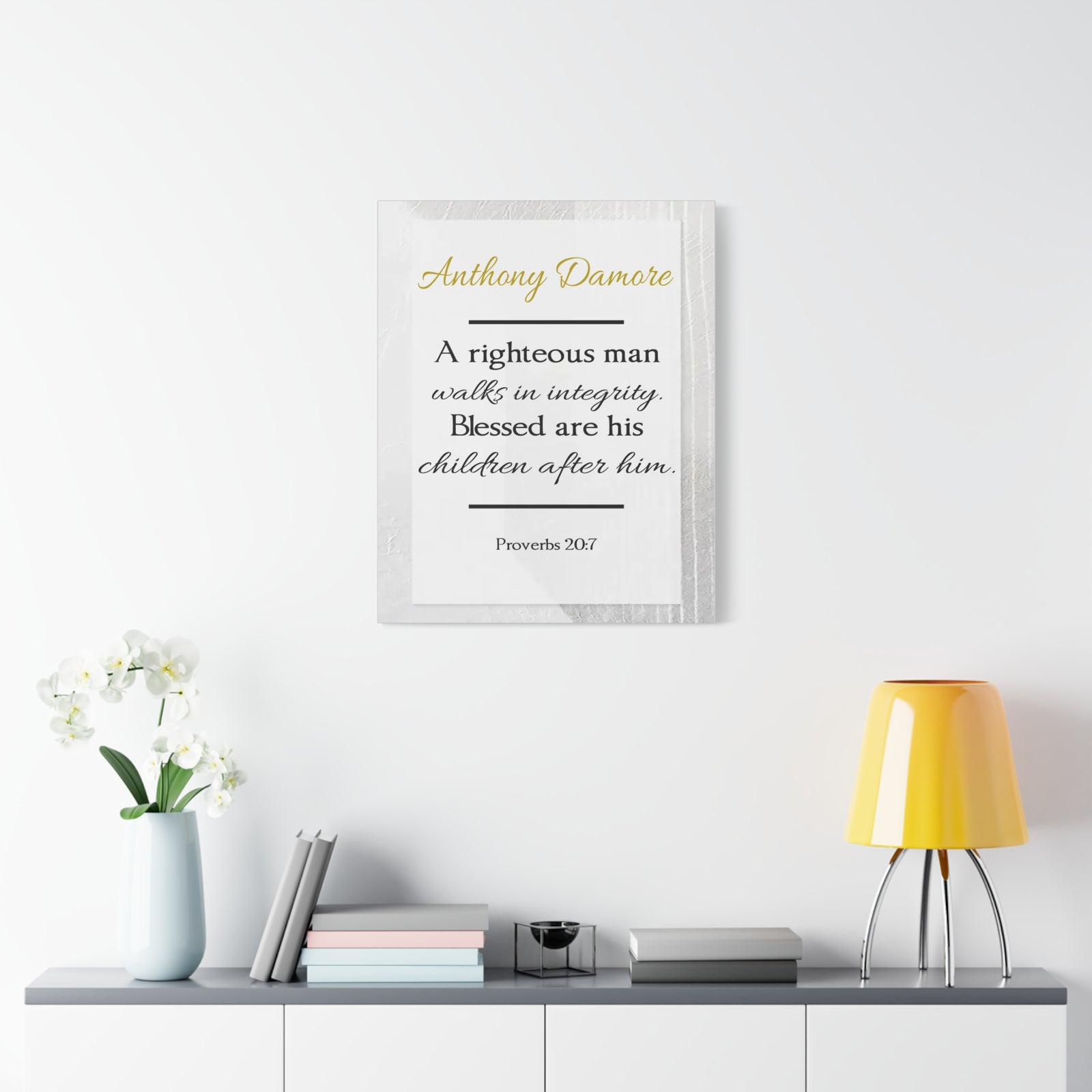 Scripture Walls Personalized A Righteous Man Proverbs 20:7 Bible Chapter Canvas Christian Wall Art Ready to Hang-Express Your Love Gifts