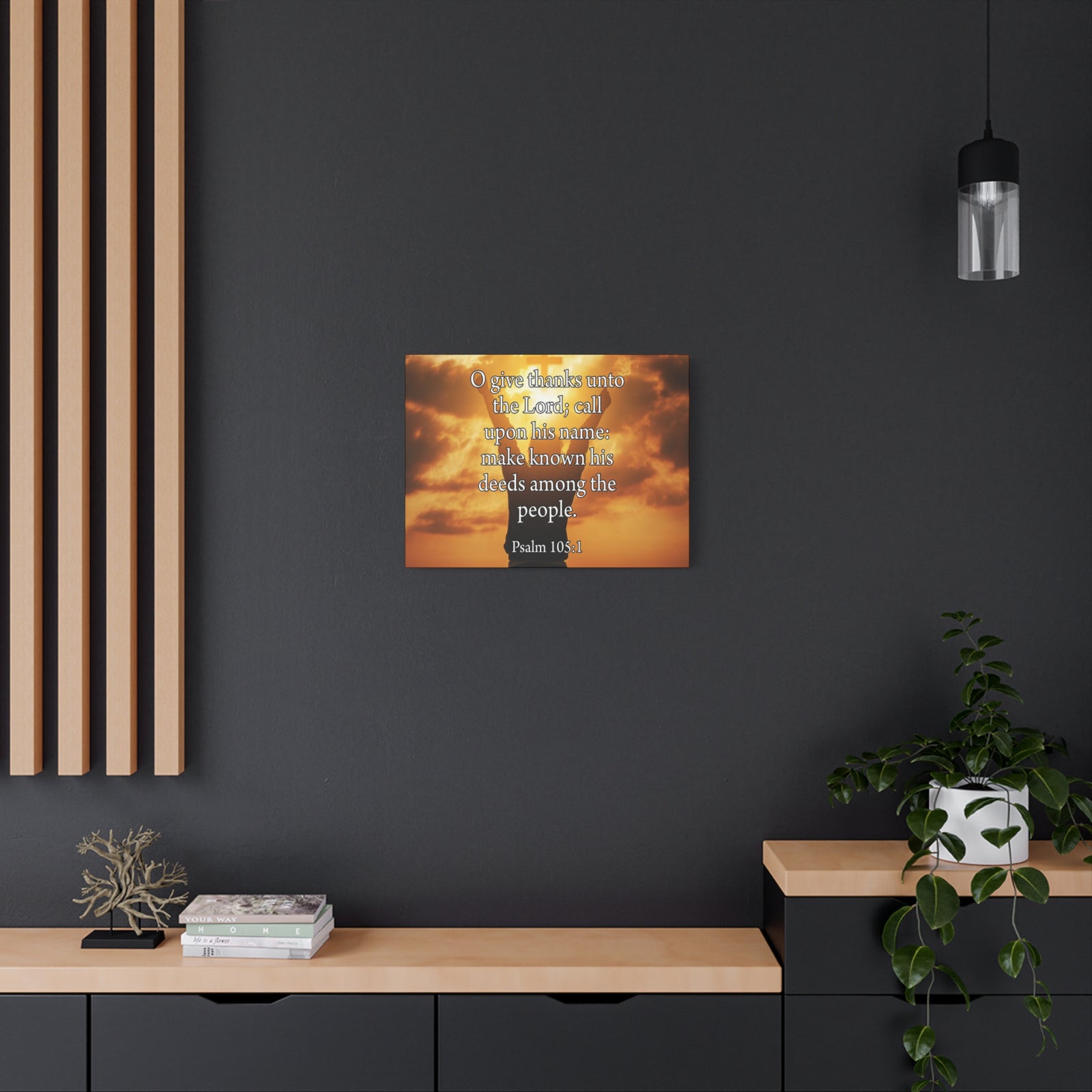 Bible Verse Canvas Give Thanks Unto the Lord Psalm 105:1Christian Home Decor Scripture Art-Express Your Love Gifts