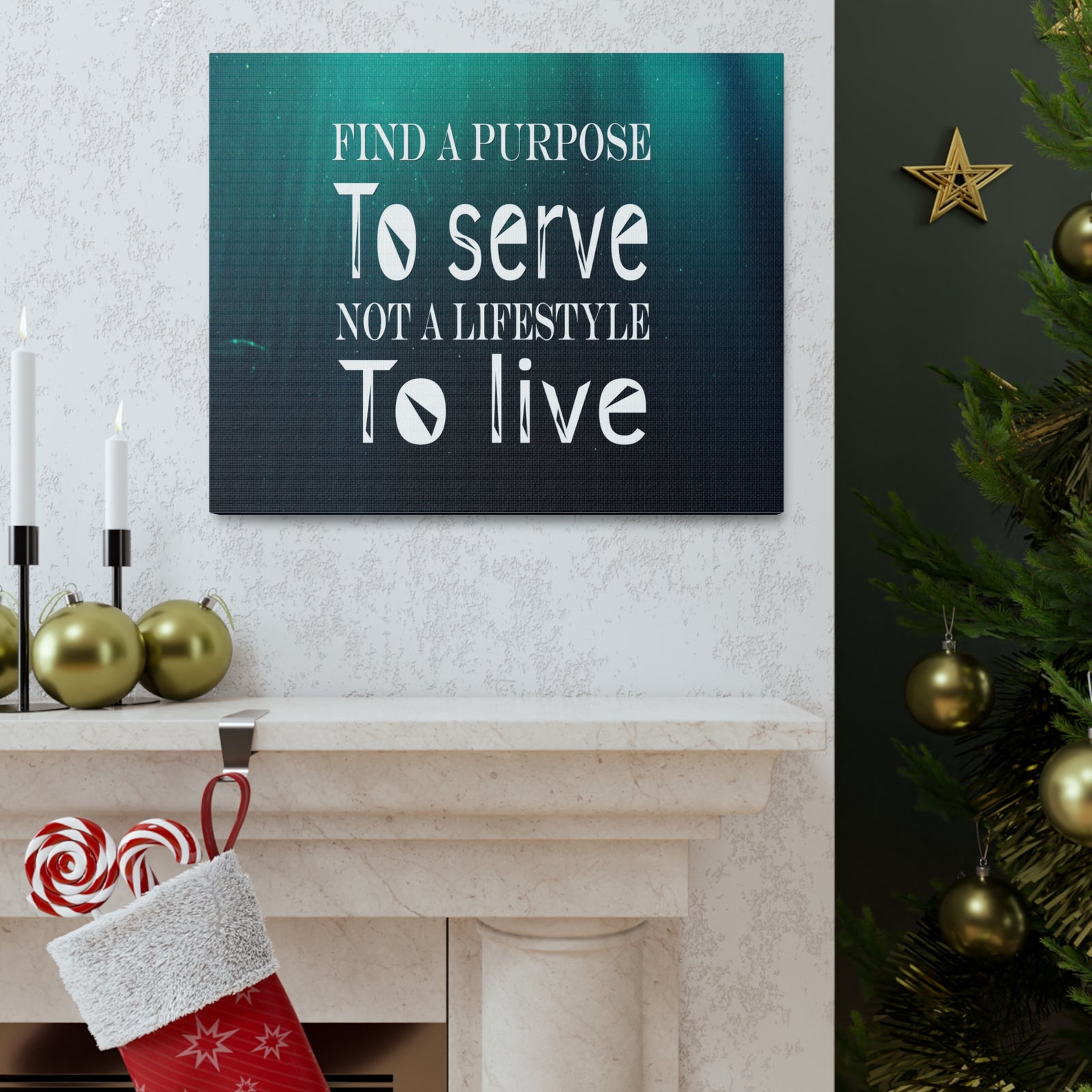 Inspirational Quote Canvas Find A Purpose To Serve Motivational Print Ready to Hang Artwork-Express Your Love Gifts