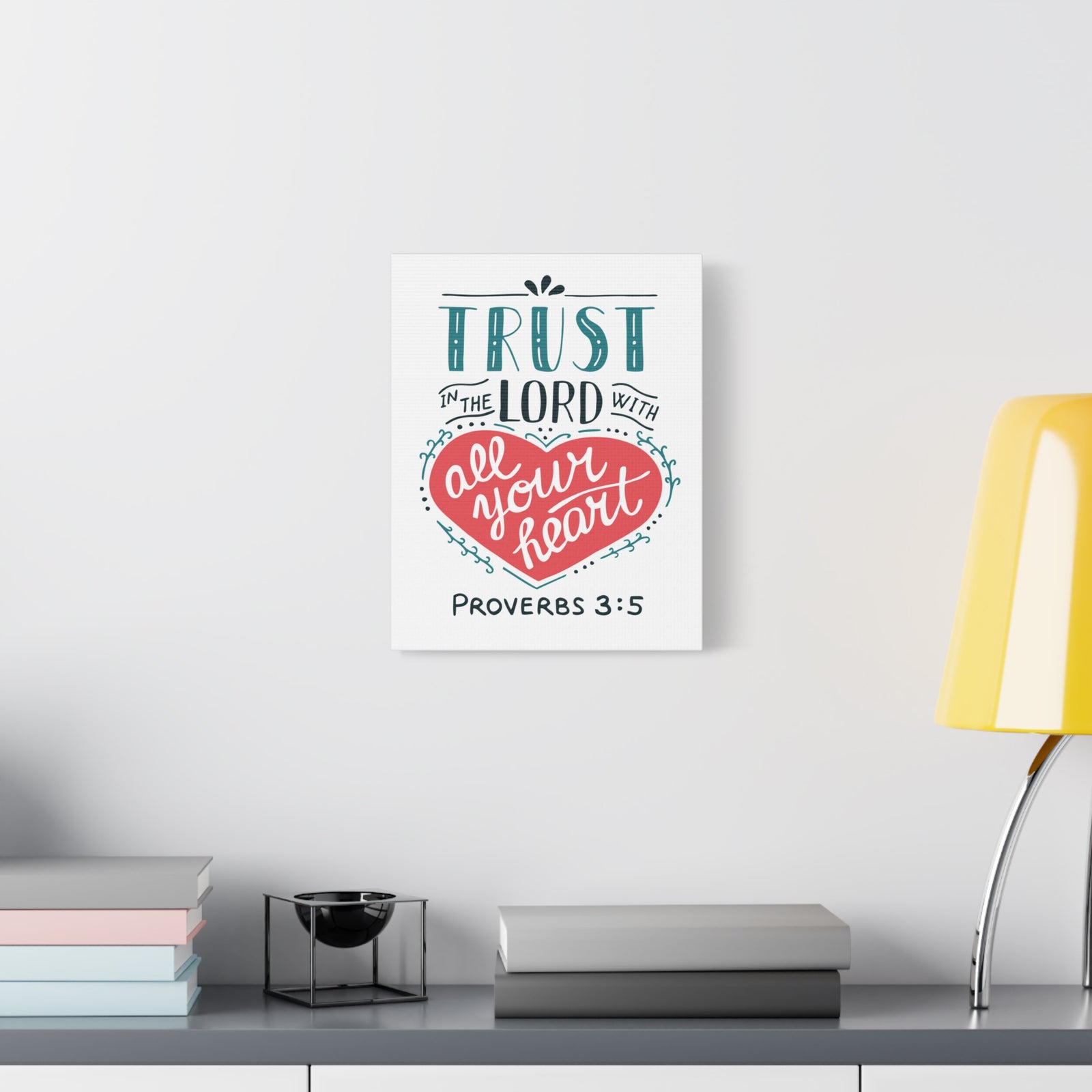 Scripture Canvas Trust In The Lord Proverbs 3:5 Christian Wall Art Bible Verse Print Ready To Hang-Express Your Love Gifts