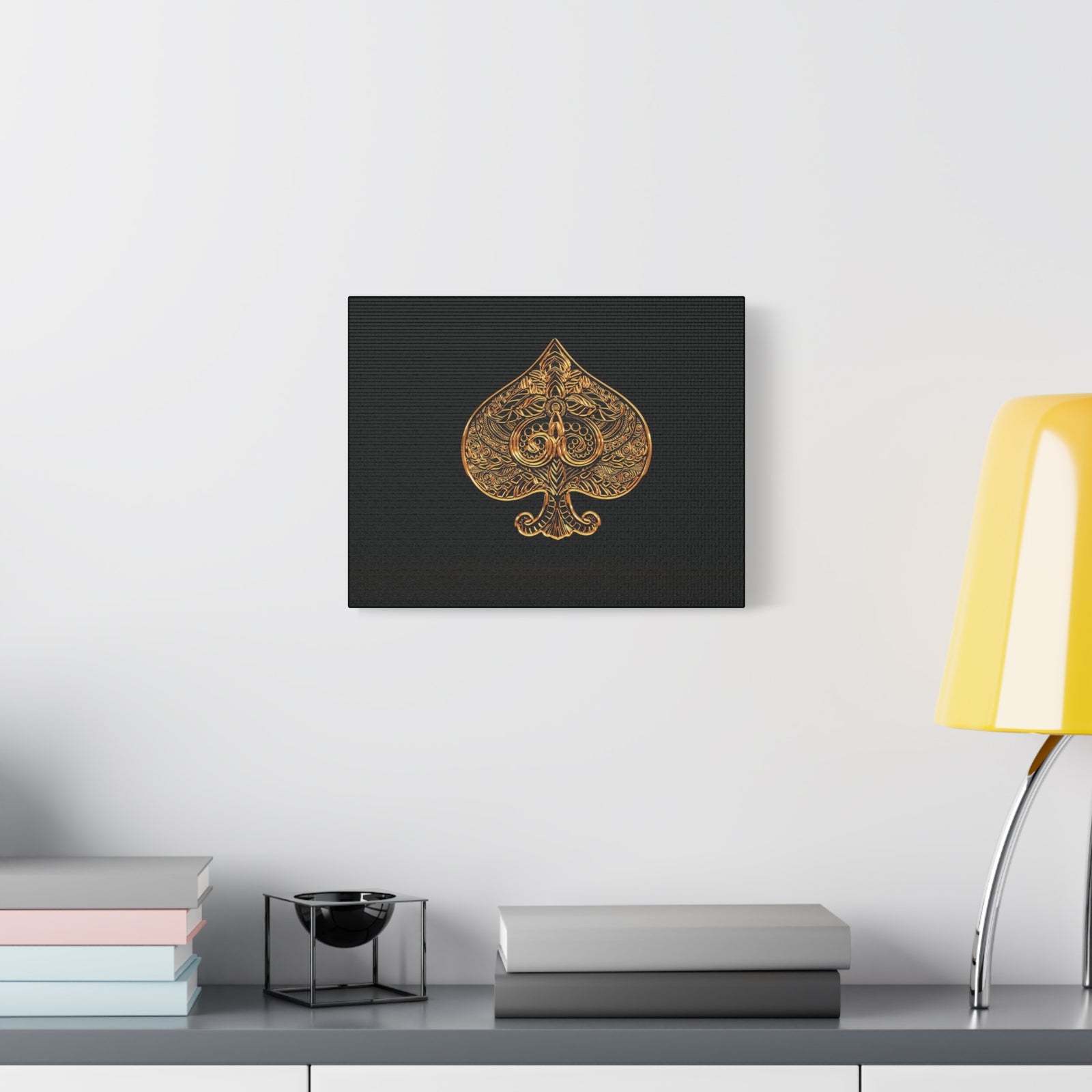 3D Gold Spades Playing Card Canvas Wall Art for Home Decor Ready-to-Hang-Express Your Love Gifts