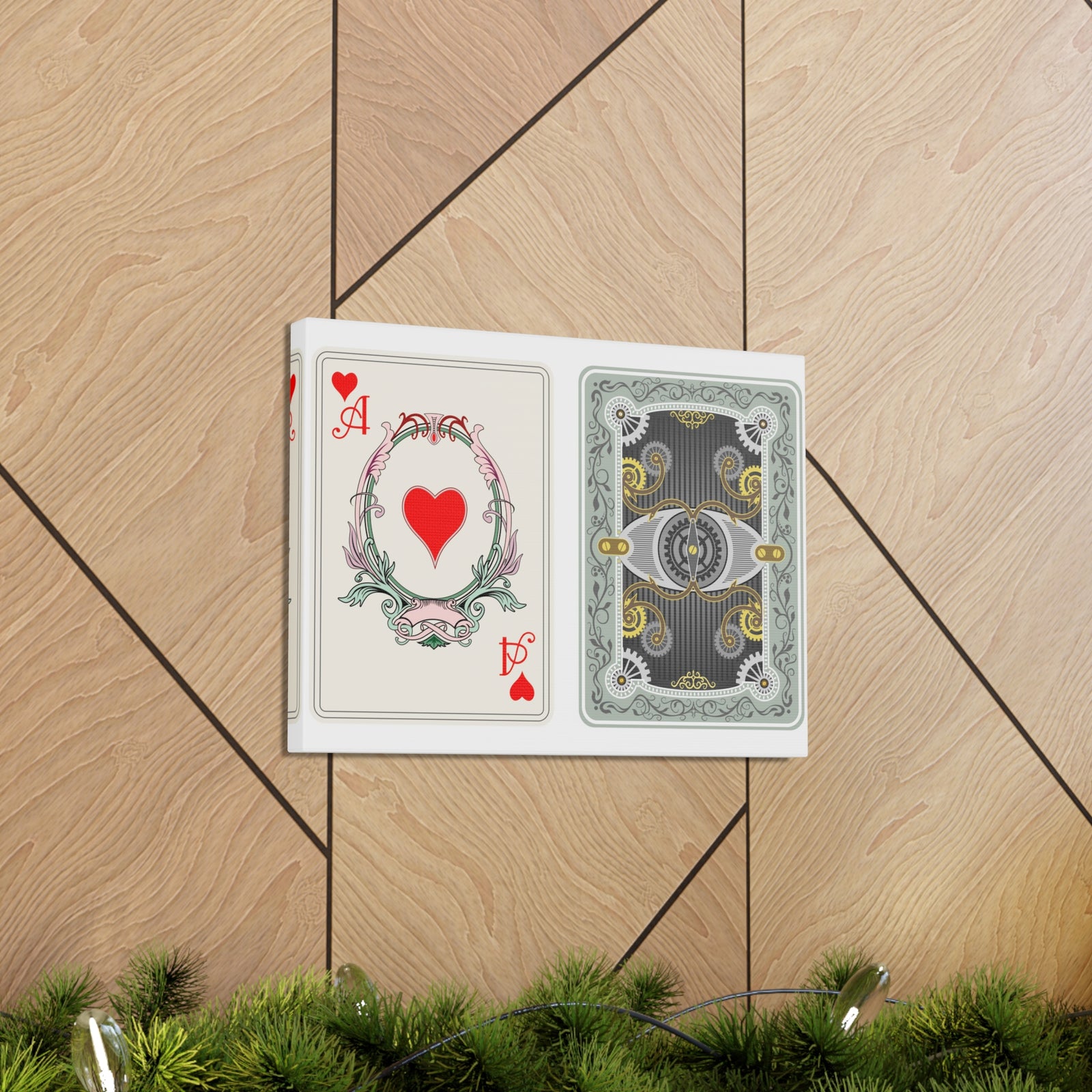 Steampunk Style Ace Of Hearts Playing Card Canvas Wall Art for Home Decor Ready-to-Hang-Express Your Love Gifts