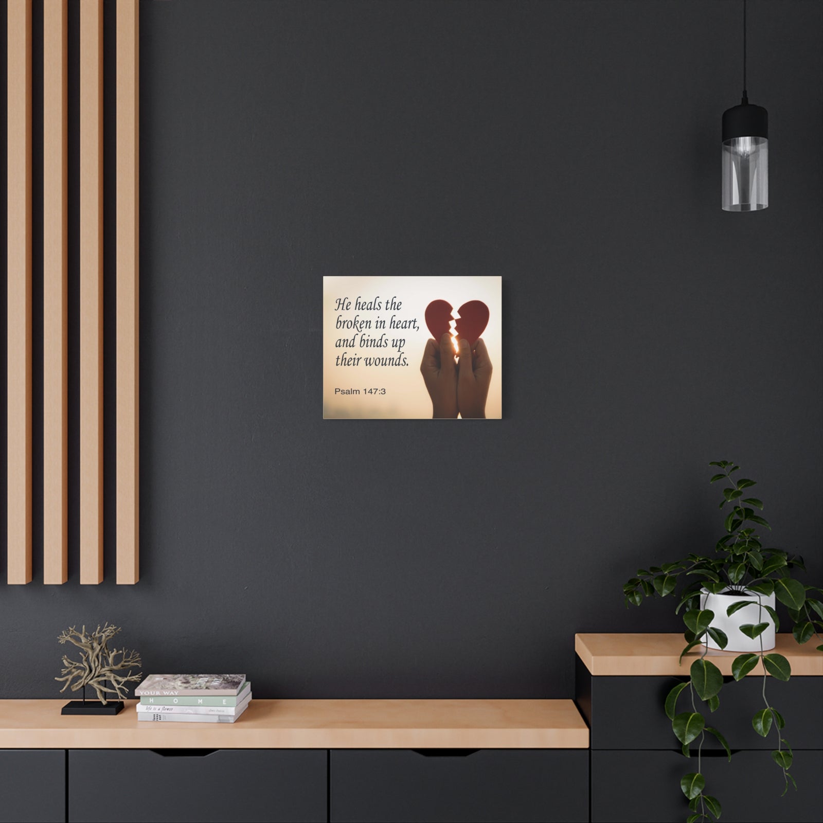 Scripture Canvas Heals the Broken Psalm 147:3 Christian Wall Art Bible Verse Print Ready to Hang-Express Your Love Gifts