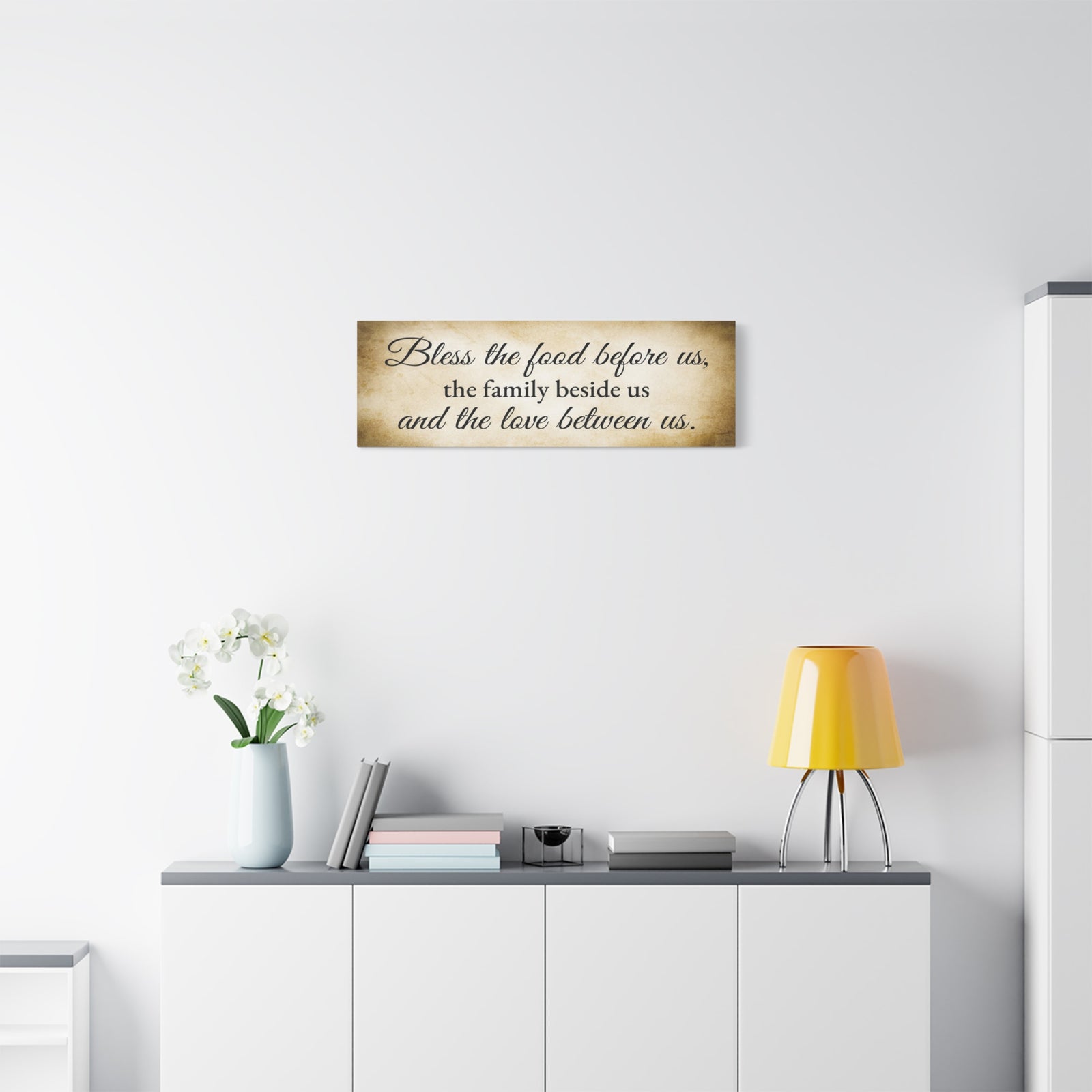 Scripture Walls Bless The Food Gold Bible Verse Canvas Christian Wall Art Ready to Hang Unframed-Express Your Love Gifts