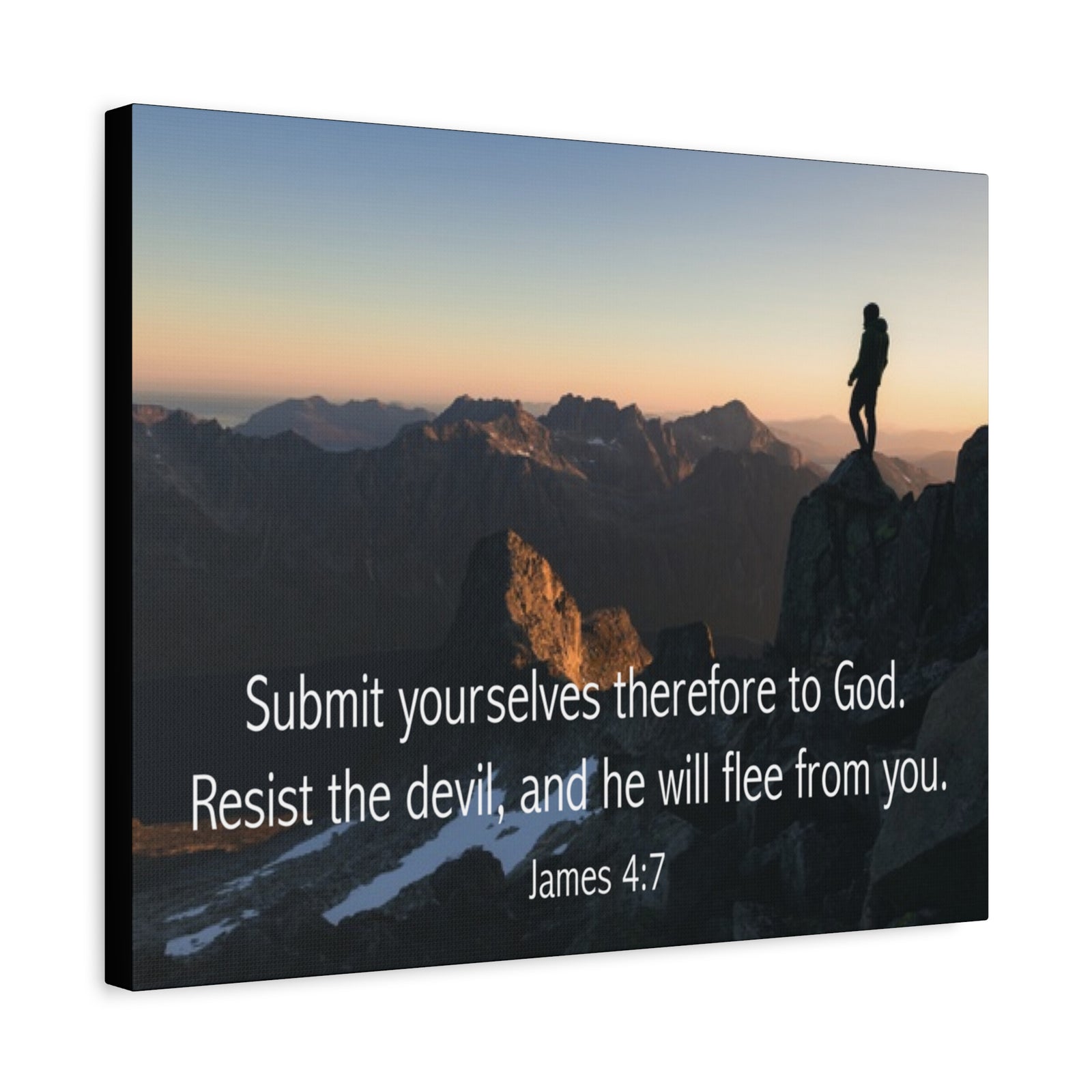Bible Verse Canvas Resist the Devil James 4:7 Christian Home Décor Wall Art Scripture Ready to Hang Faith Print-Express Your Love Gifts