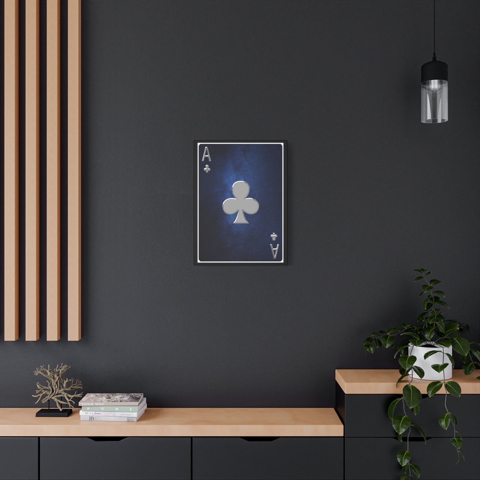 Ace Of Clubs Space Background Playing Card Canvas Wall Art for Home Decor Ready-to-Hang-Express Your Love Gifts