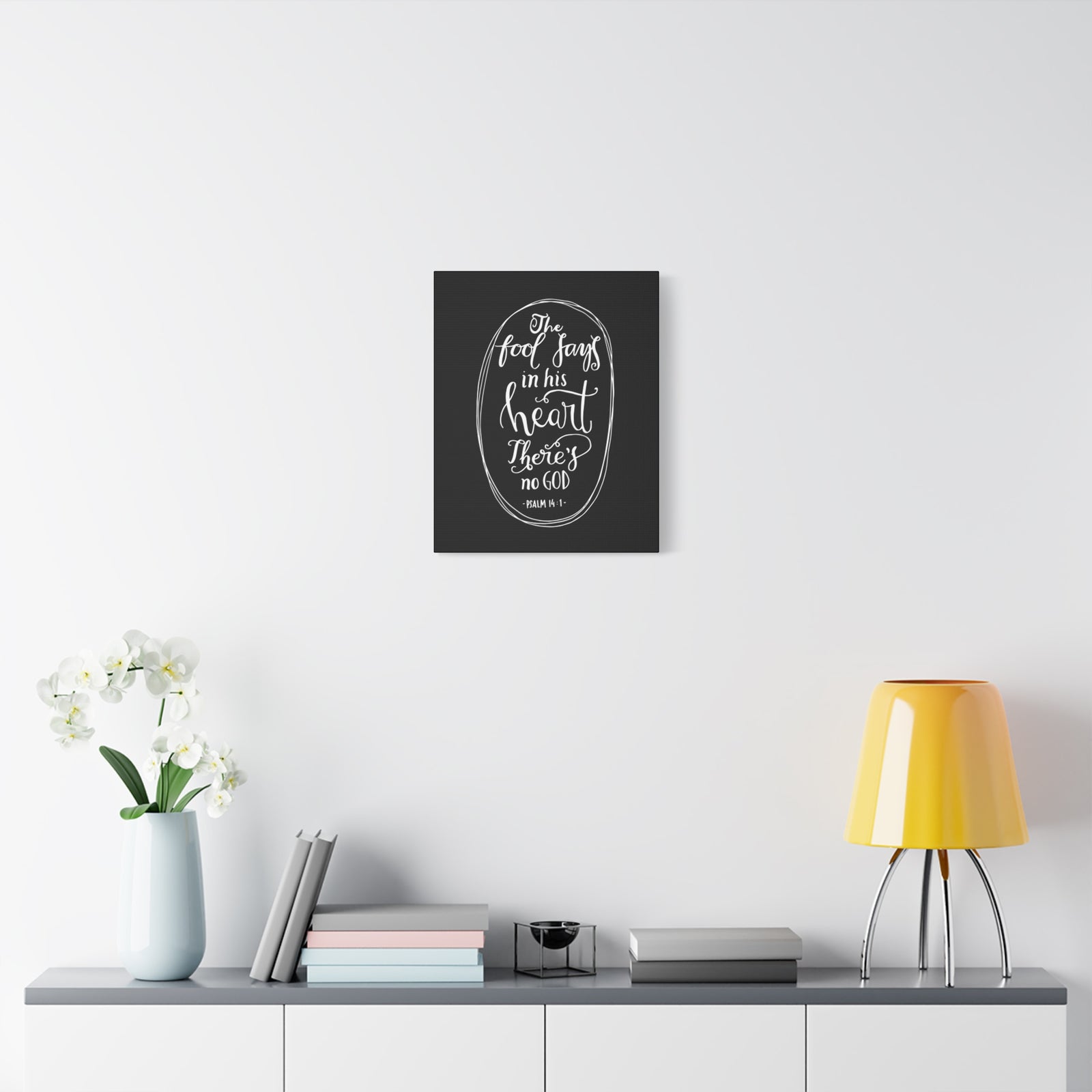 Scripture Canvas The Fool Says In His Heart Psalm 14:1 Christian Wall Art Bible Verse Print Ready To Hang-Express Your Love Gifts