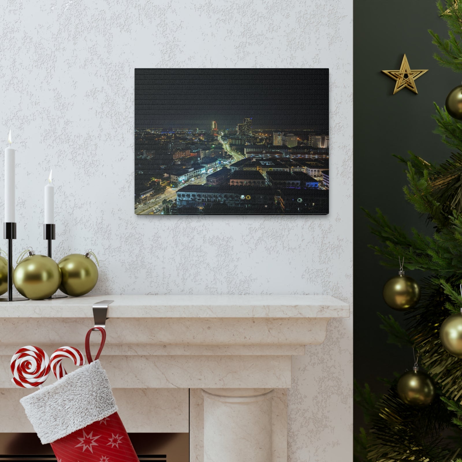Pattaya Night View Canvas Artwork Breathtaking Thai City for Home Decor Ready to Hang-Express Your Love Gifts