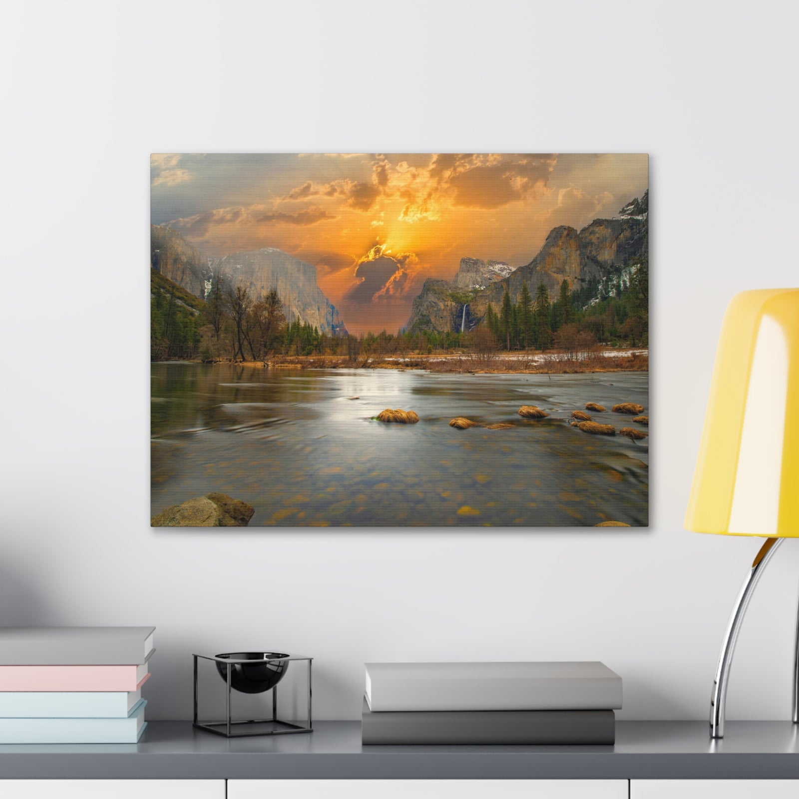 Golden Hour Over Mountain Nature Wilderness Photography Canvas Wall Art for Home Decor Ready-to-Hang-Express Your Love Gifts