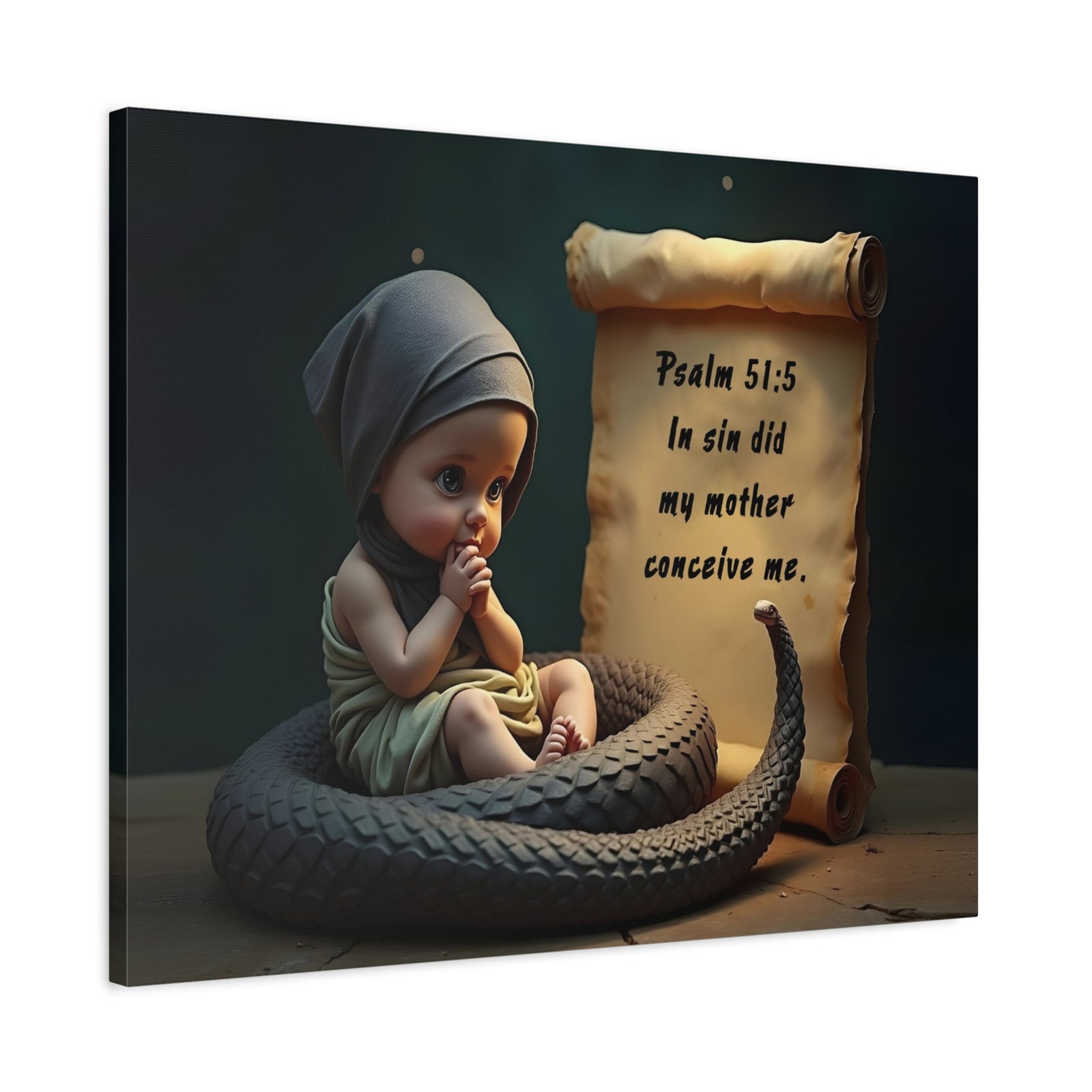 Scripture Walls Psalm 51:5 Viper in a Diaper Bible Verse Canvas Christian Wall Art Ready to Hang Unframed-Express Your Love Gifts