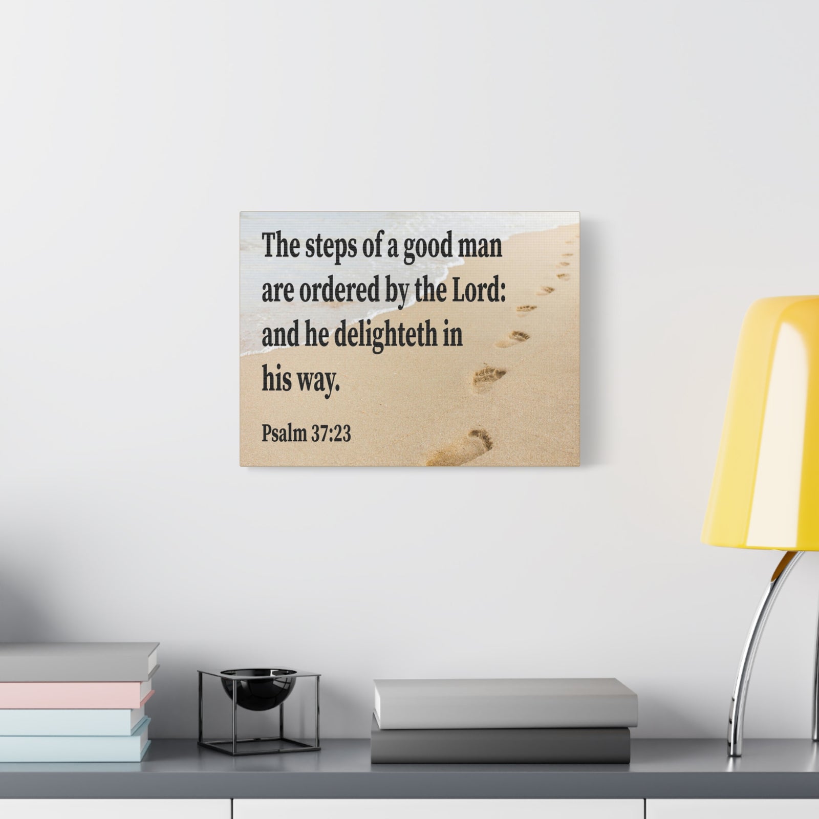 Scripture Walls Psalm 37:23 Steps of a Good Man Scripture Bible Verse Canvas Christian Wall Art Ready to Hang Unframed-Express Your Love Gifts