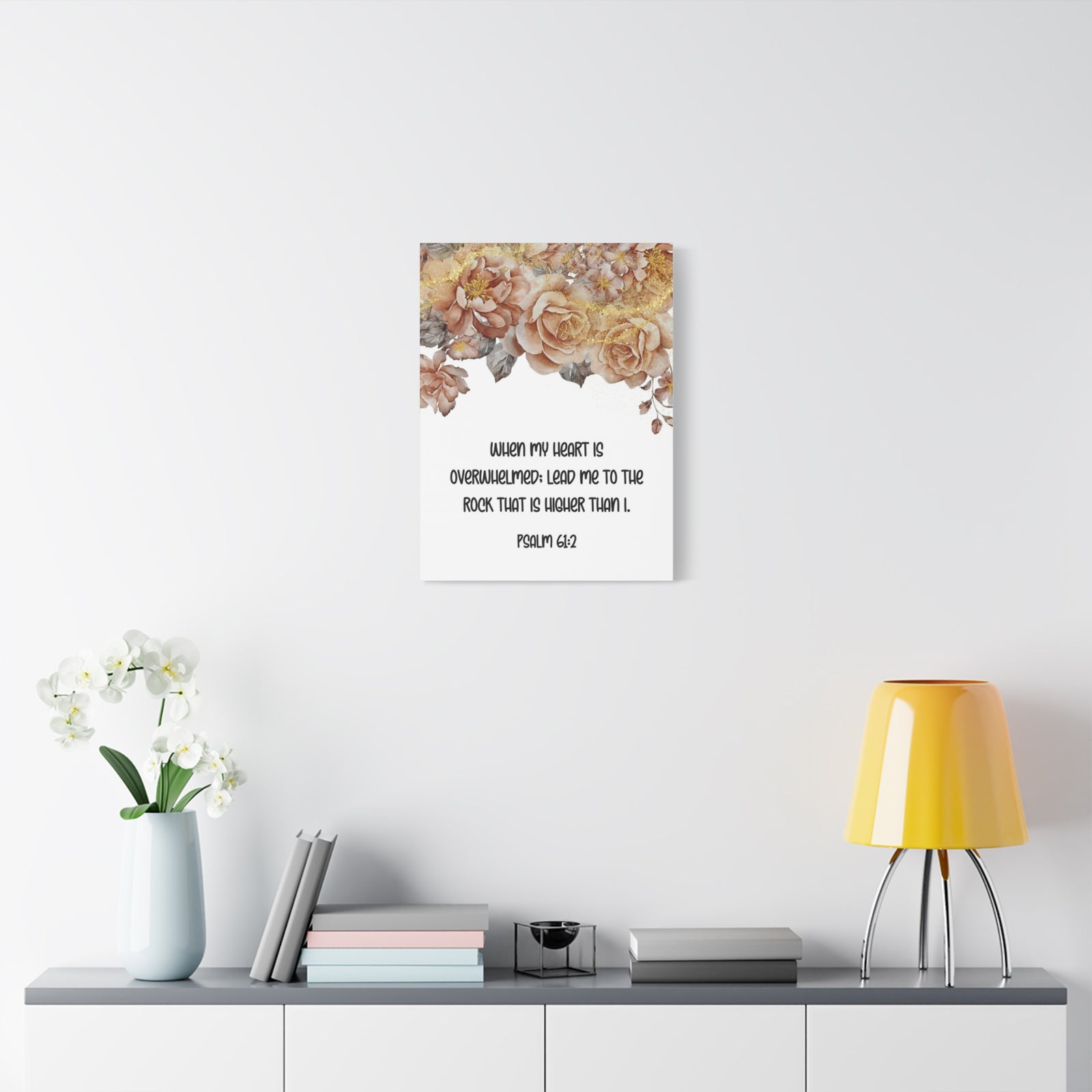 Scripture Walls Higher Than I Psalm 61:2 Floral Bible Verse Canvas Christian Wall Art Ready to Hang-Express Your Love Gifts