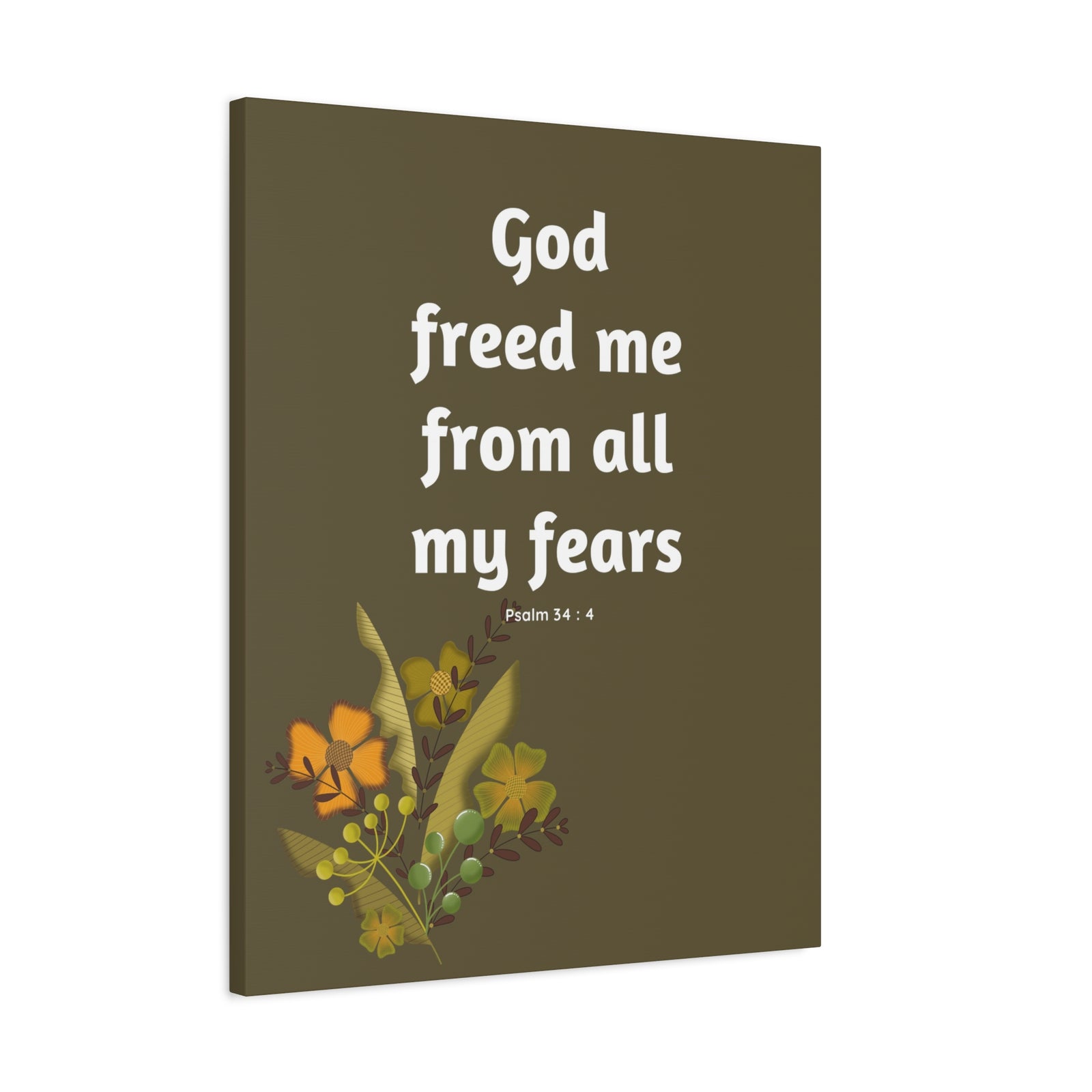 Scripture Canvas God Freed Me Psalm 34:4 Christian Wall Art Bible Verse Print Ready to Hang-Express Your Love Gifts
