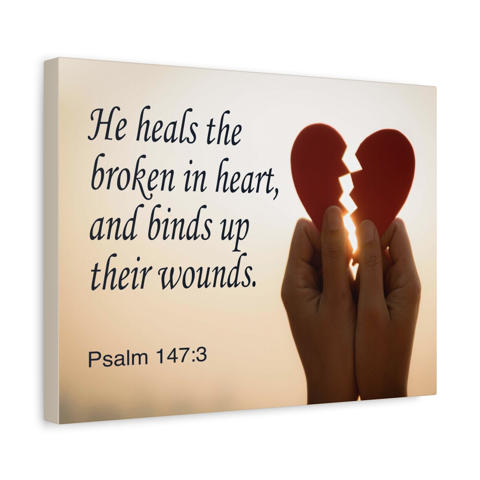 Scripture Canvas Heals the Broken Psalm 147:3 Christian Wall Art Bible Verse Print Ready to Hang-Express Your Love Gifts