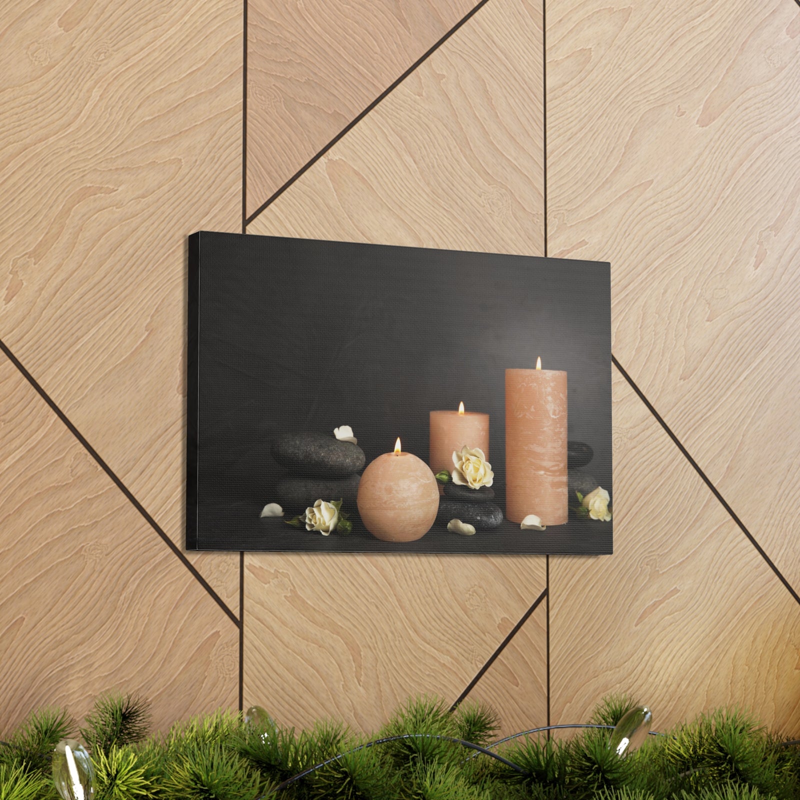 Spa Burning Candles Forest Floral Nature Photography Canvas Wall Art for Home Decor Ready-to-Hang-Express Your Love Gifts