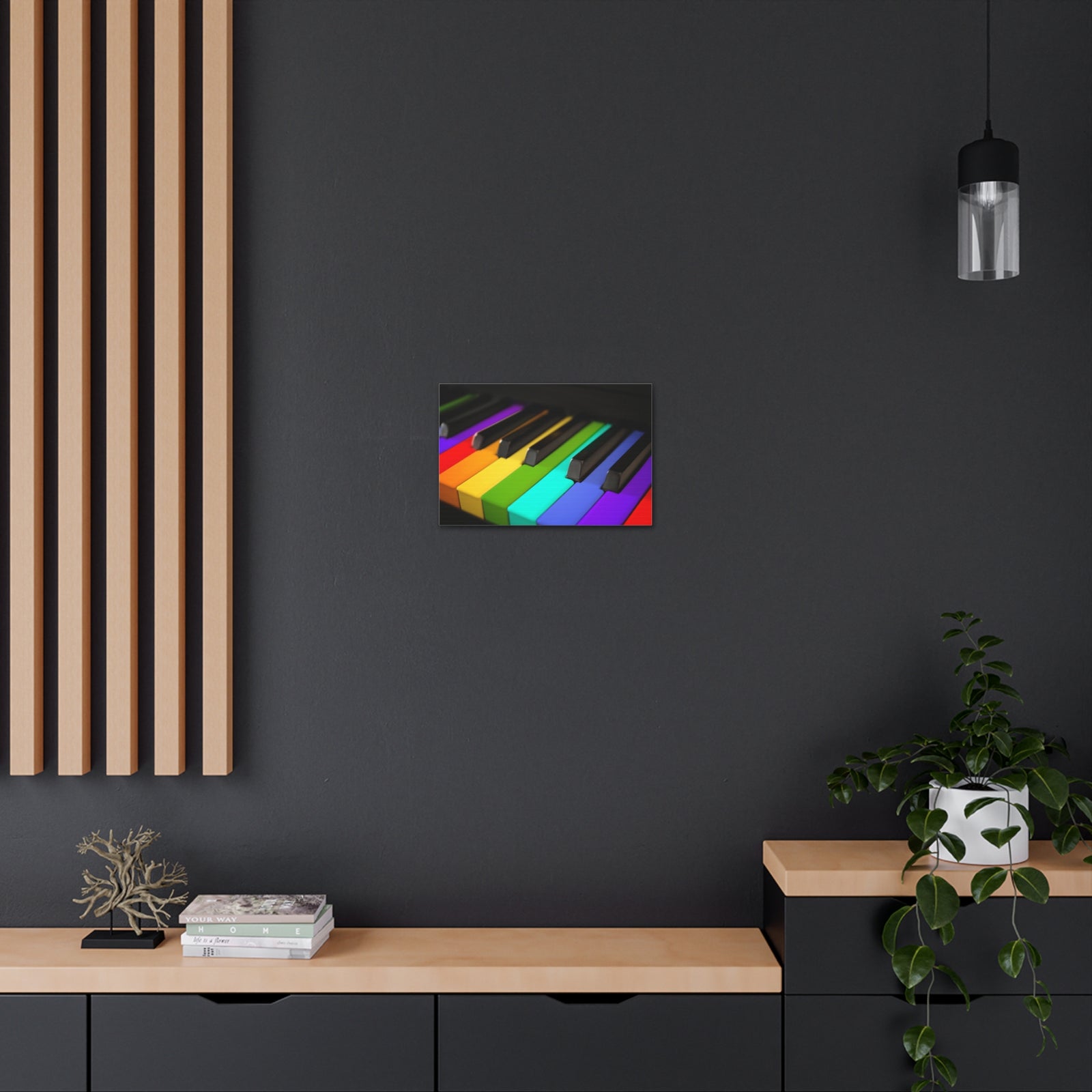 Piano Keys In Rainbow Music Lover's Delight Piano Keyboard Canvas Wall Art for Home Decor Ready-to-Hang-Express Your Love Gifts