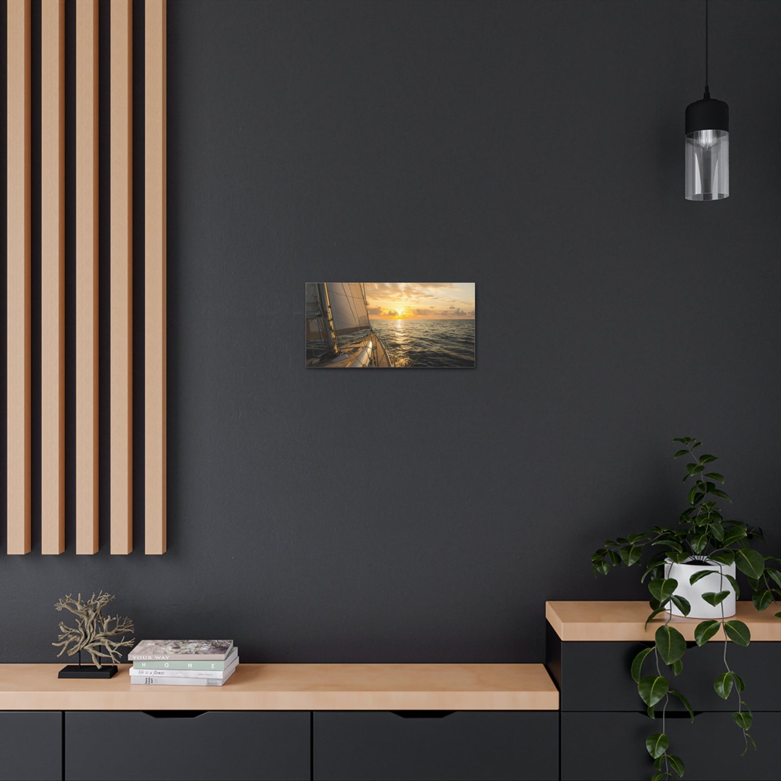 Sailboat Sailing In Mediterranean Sea At Sunset Ocean Canvas Wall Art for Home Decor Ready-to-Hang-Express Your Love Gifts