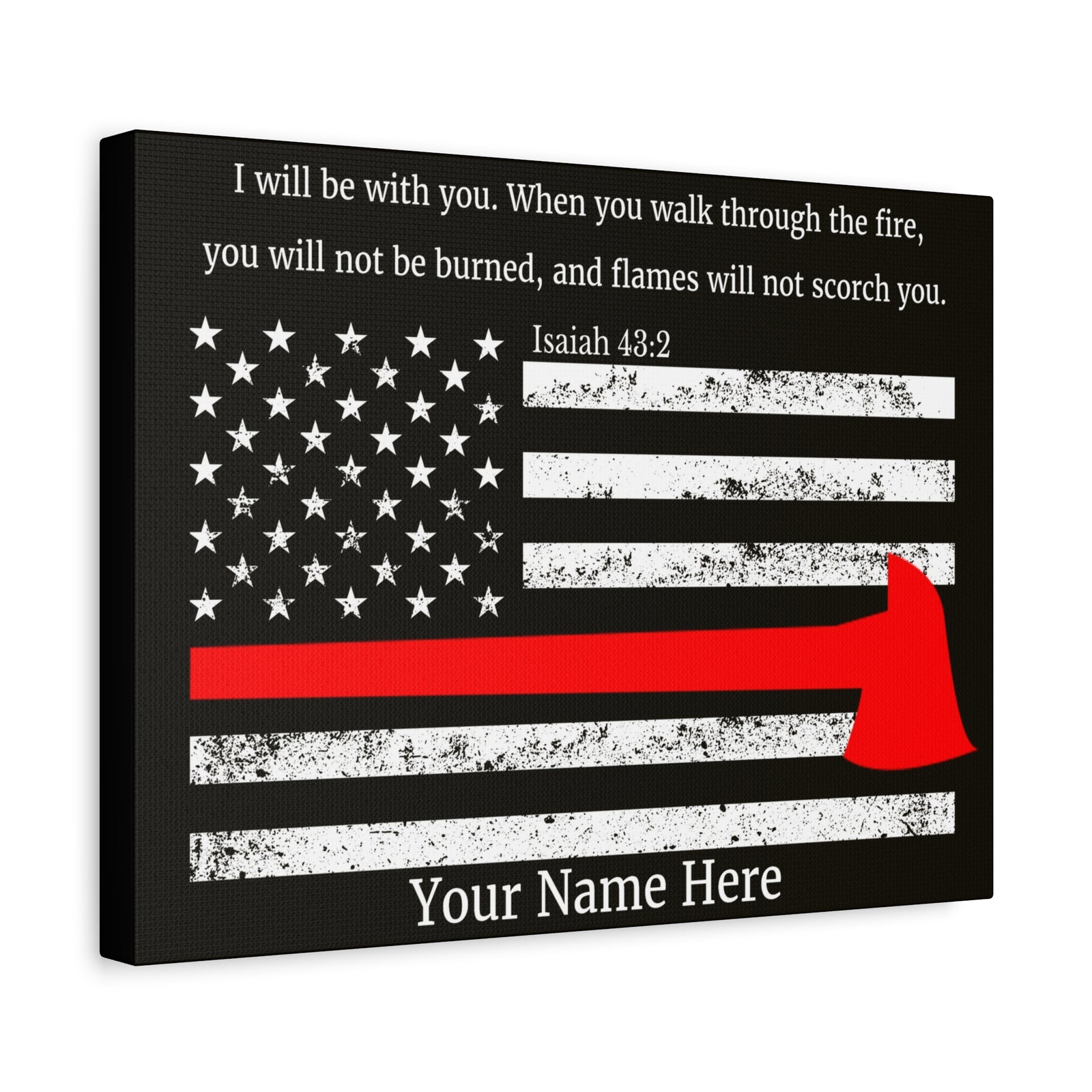 Scripture Walls Personalized Firefighter Isaiah 43:2 Bible Canvas Christian Wall Art Ready to Hang Unframed-Express Your Love Gifts