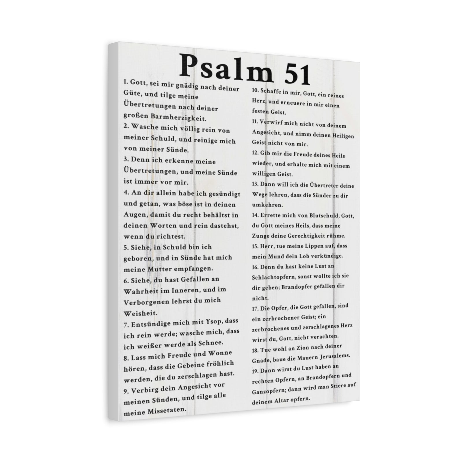 Scripture Walls Psalm 51 German White Bible Verse Canvas Christian Wall Art Ready to Hang Unframed-Express Your Love Gifts
